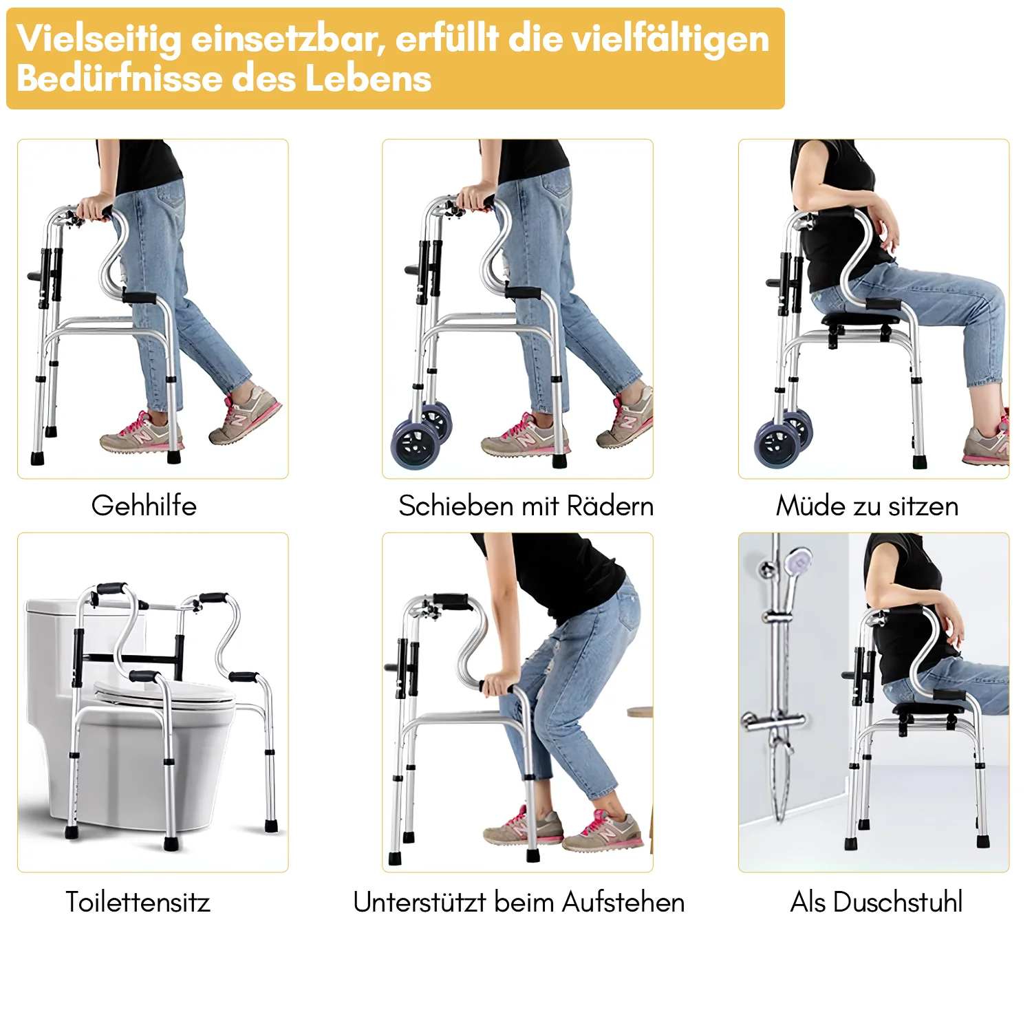 Gehhilfe Leicht Rollator aus Aluminium bis 180 kg