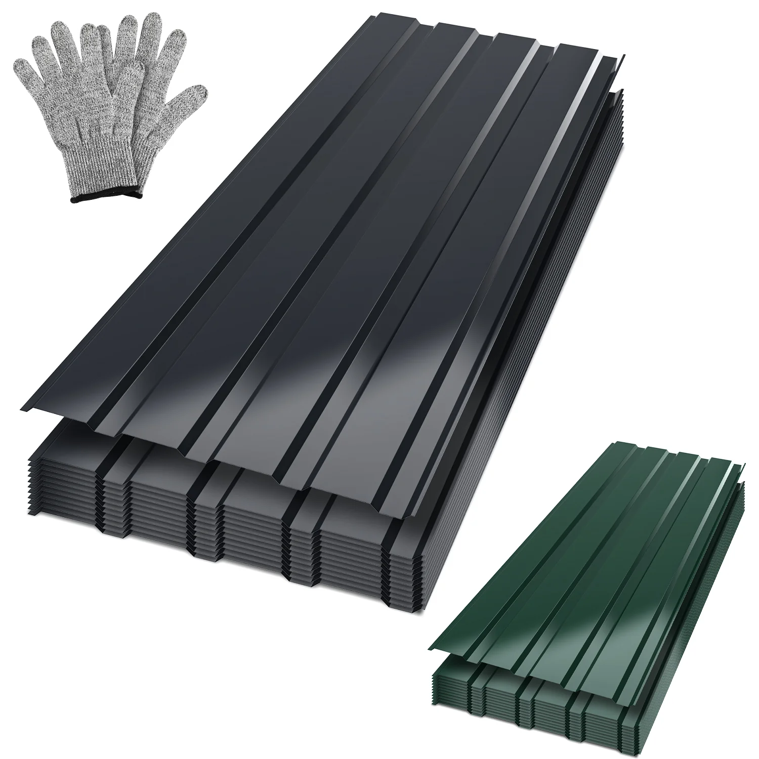 12X Dachblech Trapezblech Metall Anthrazit/Grün