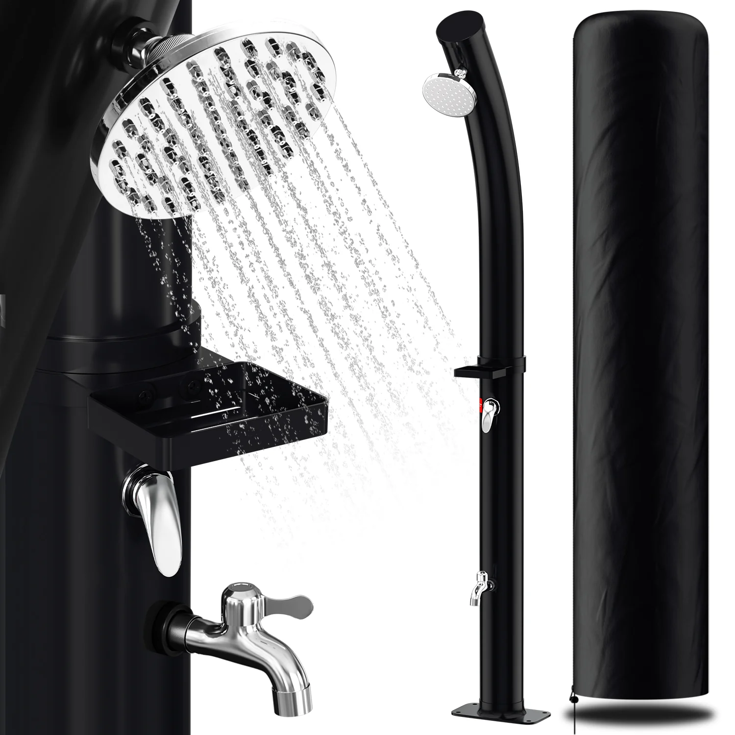 20L Solardusche Curve mit Regenduschkopf und Schutzhaube