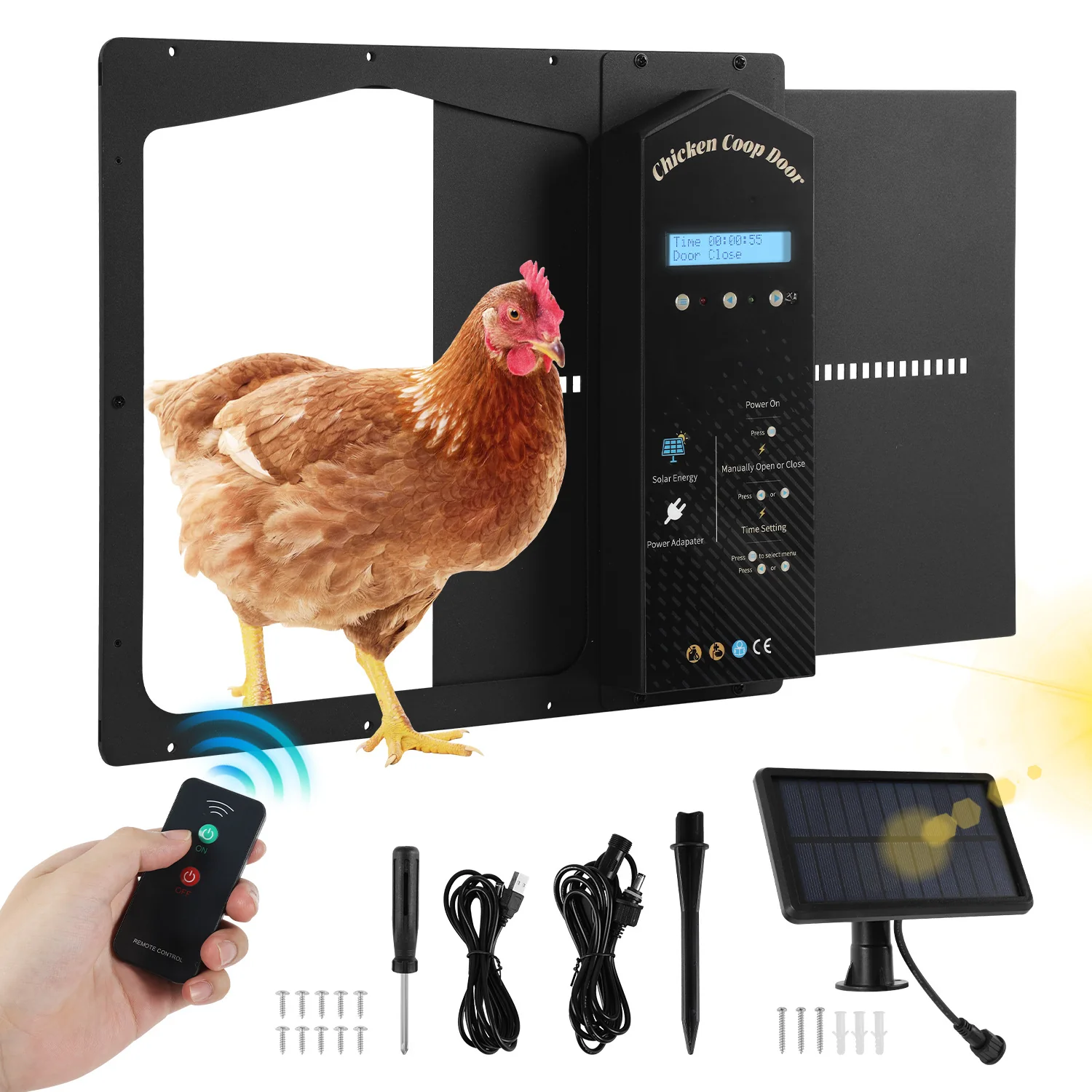 Automatische Hühnerklappe Solar mit Lichtsensor Fernbedienung