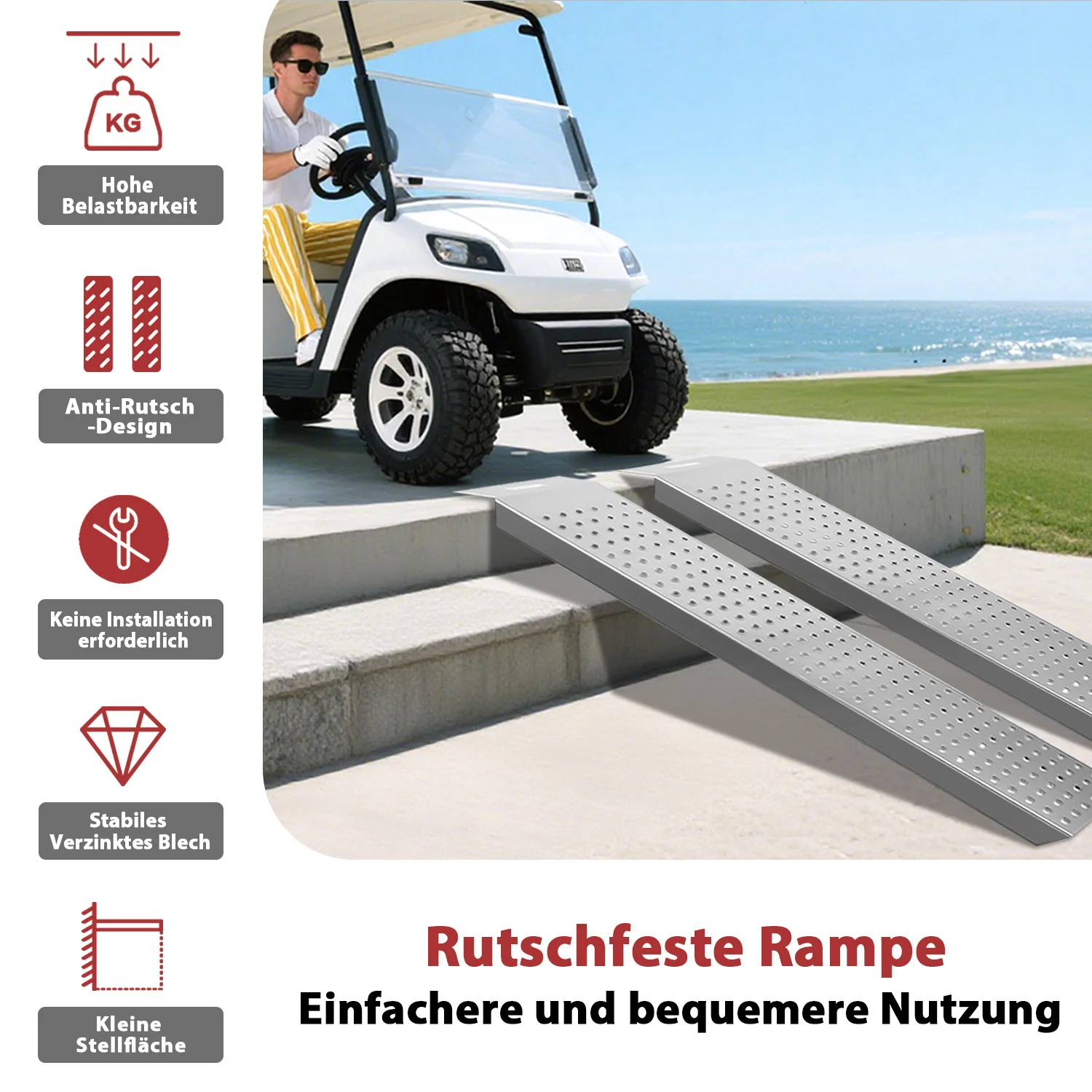 2X Auffahrrampe Verladerampe verzinkter Stahl 135cm