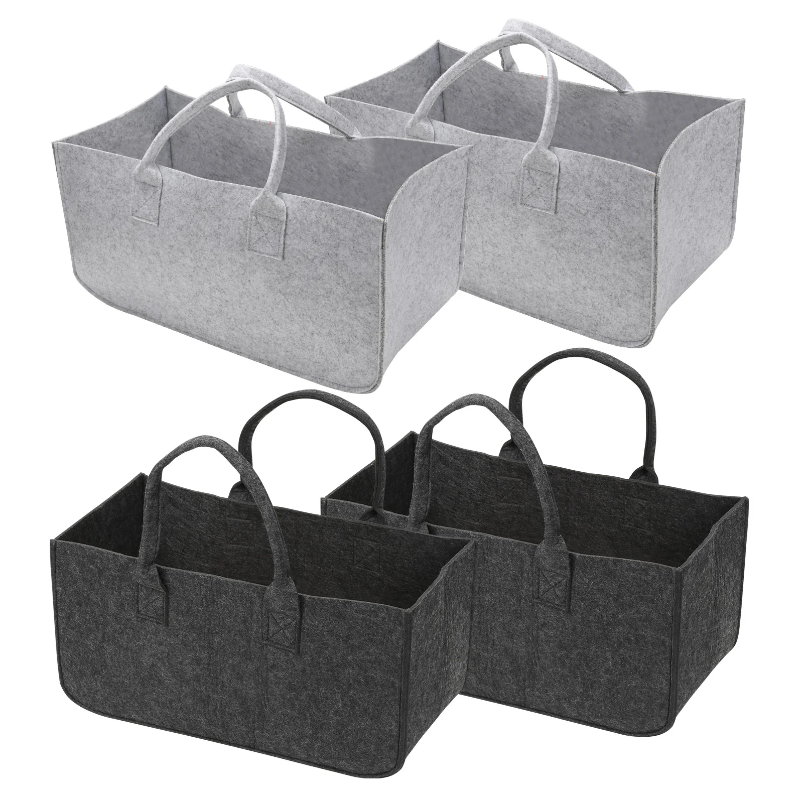 2x Filztasche Kaminholztasche Brennholzkorb Faltbar 30L