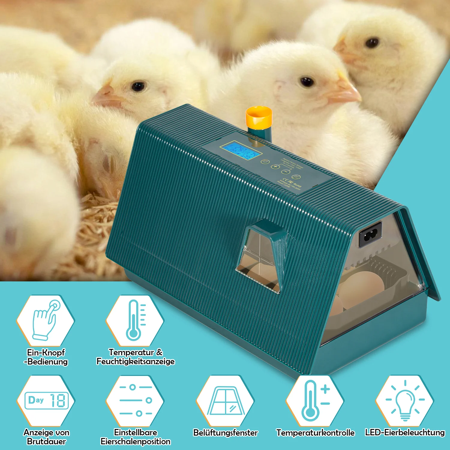 Brutmaschine Inkubator automatik fur 10 Hühnereier