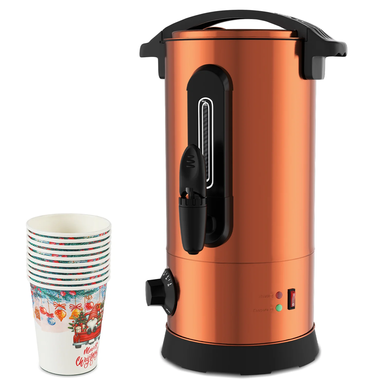 8 L Glühweinkocher Glühweinkessel inkl. 10 Tassen, Kupferfarbe