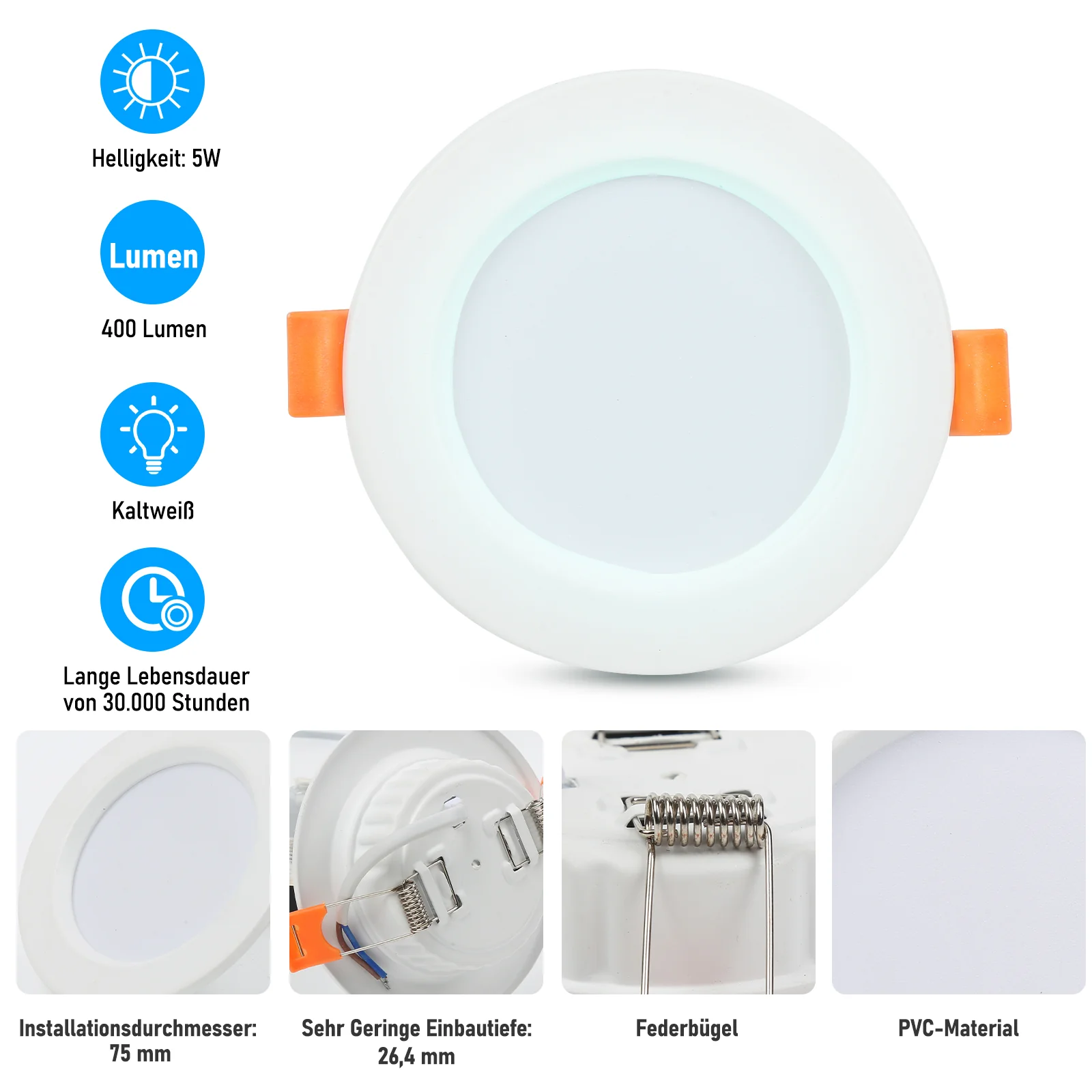 20x LED Einbaustrahler Deckenspots 5W