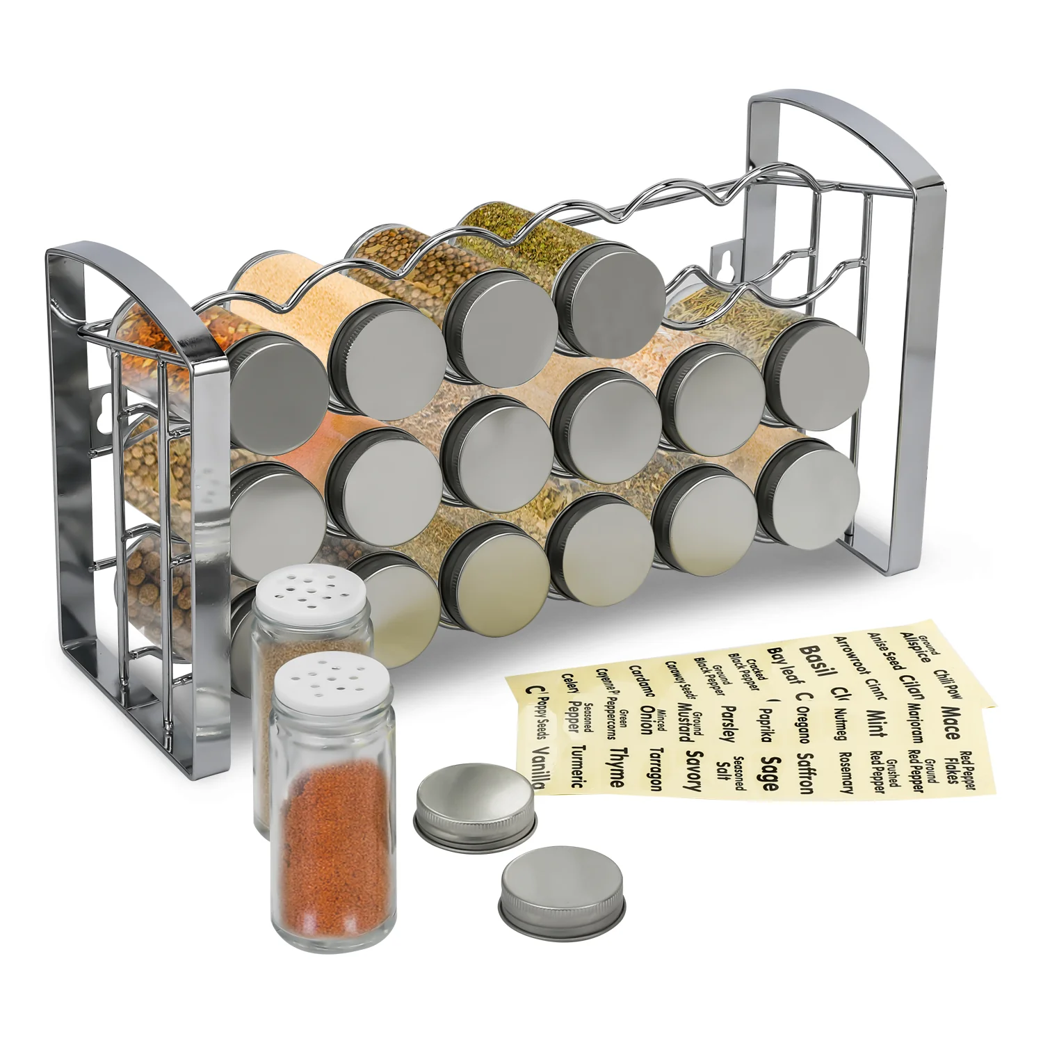 Gewürzregal Gewürzbehälter 18 Glas Set