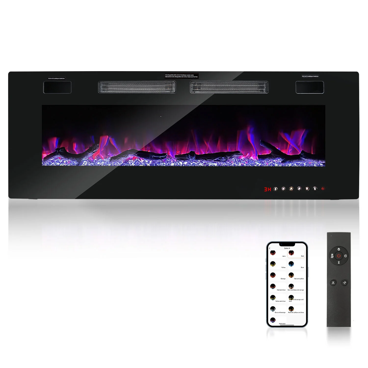 Elektrokamin Wandkamin Einstellbarer Thermostat 750w/1500w