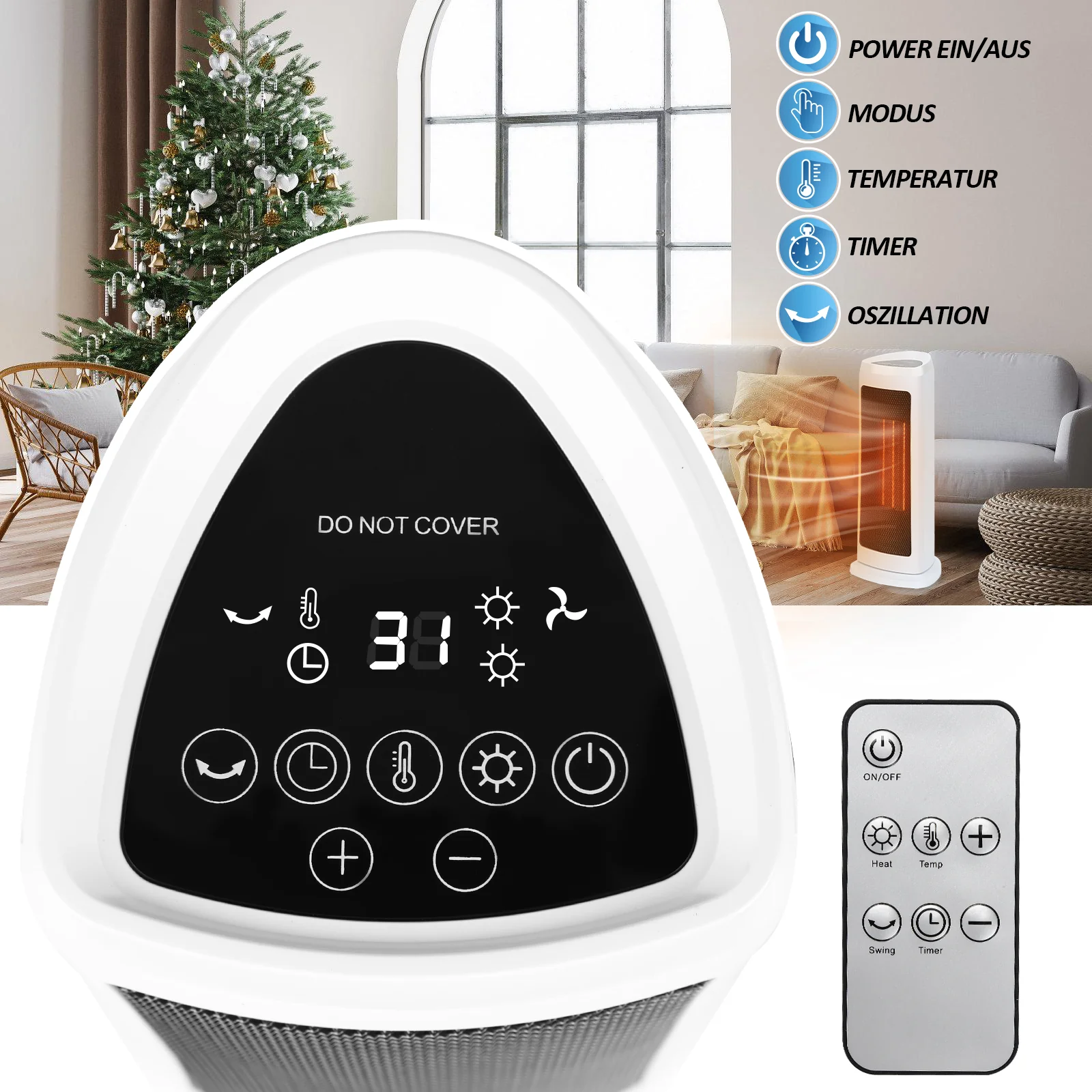 2000W Keramik Heizlüfter mit automatischer Oszillation