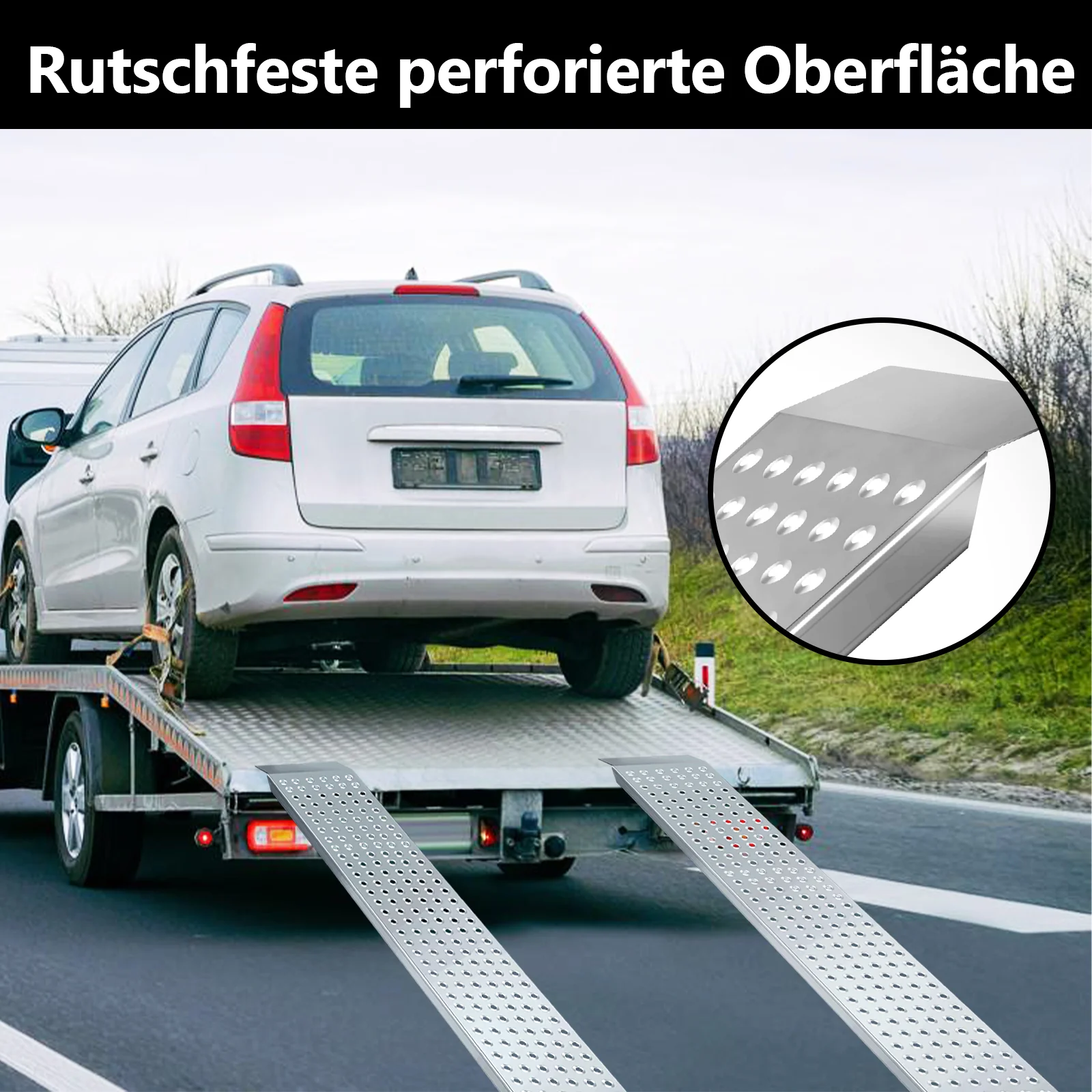 2X Auffahrrampe Verladerampe verzinkter Stahl 160cm