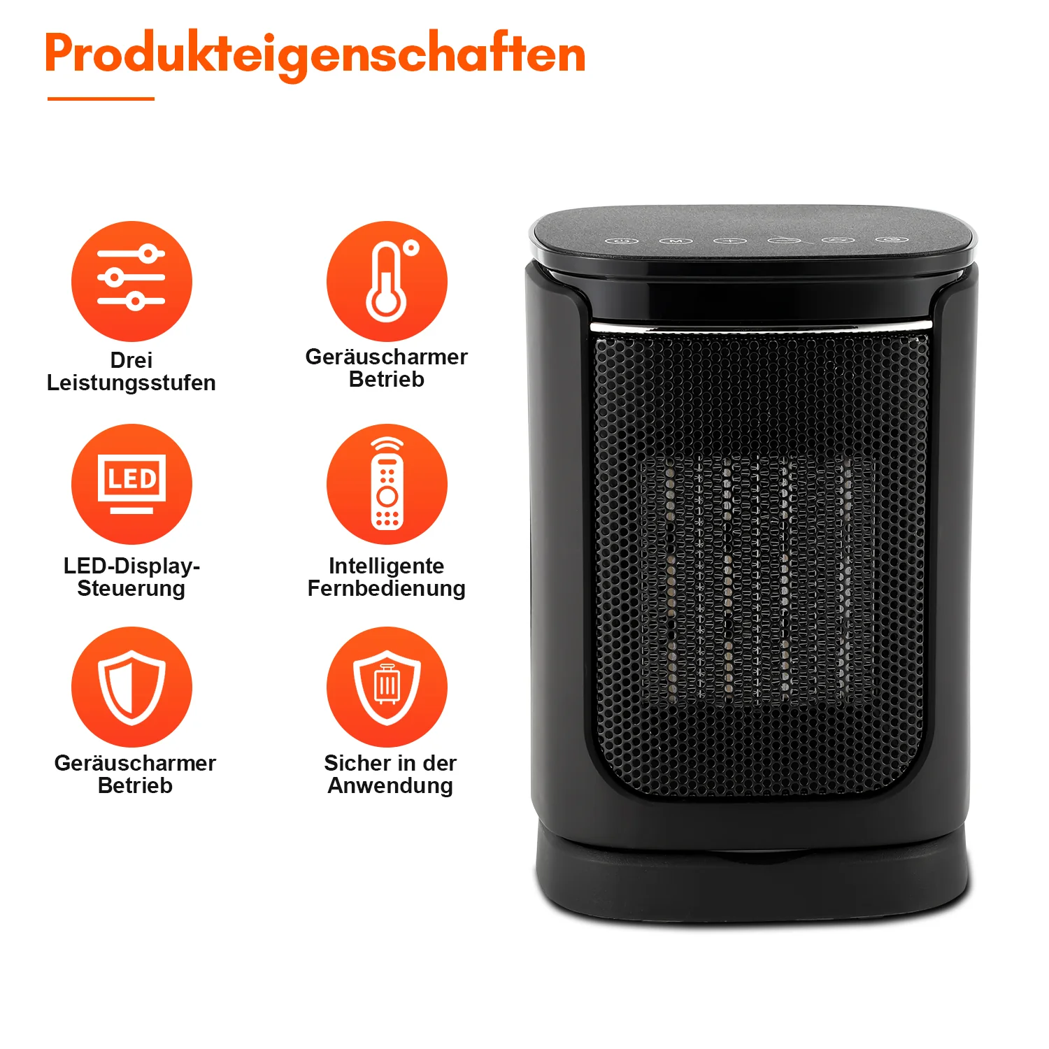 1500W Keramik Heizlüfter mit Fernbedienung