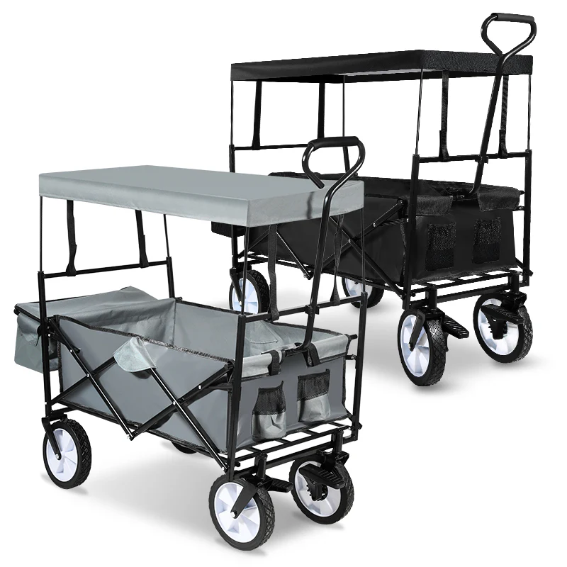 Bollerwagen Transportwagen mit Dach Faltbar 80kg Belastbarkeit