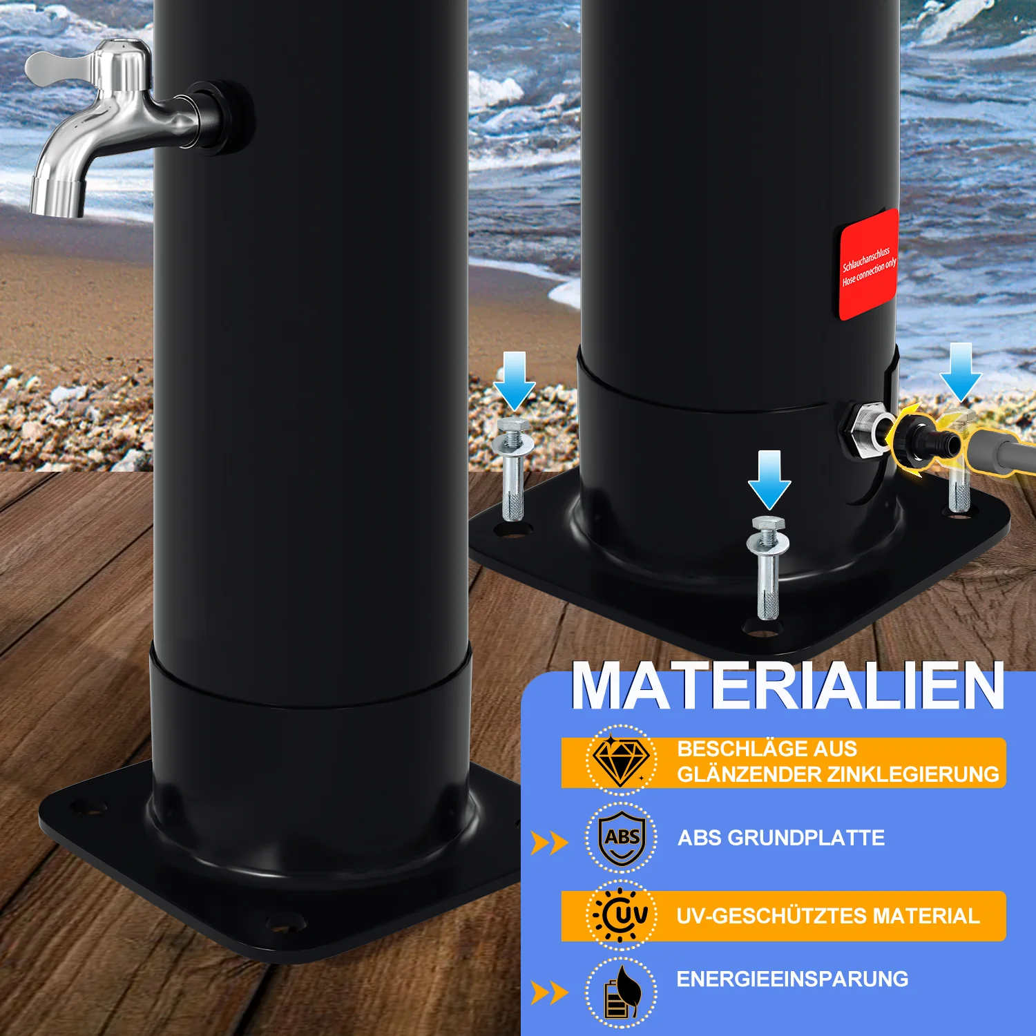 20L Solardusche mit Duschkopf Inkl Schutzhaube und Handbrause