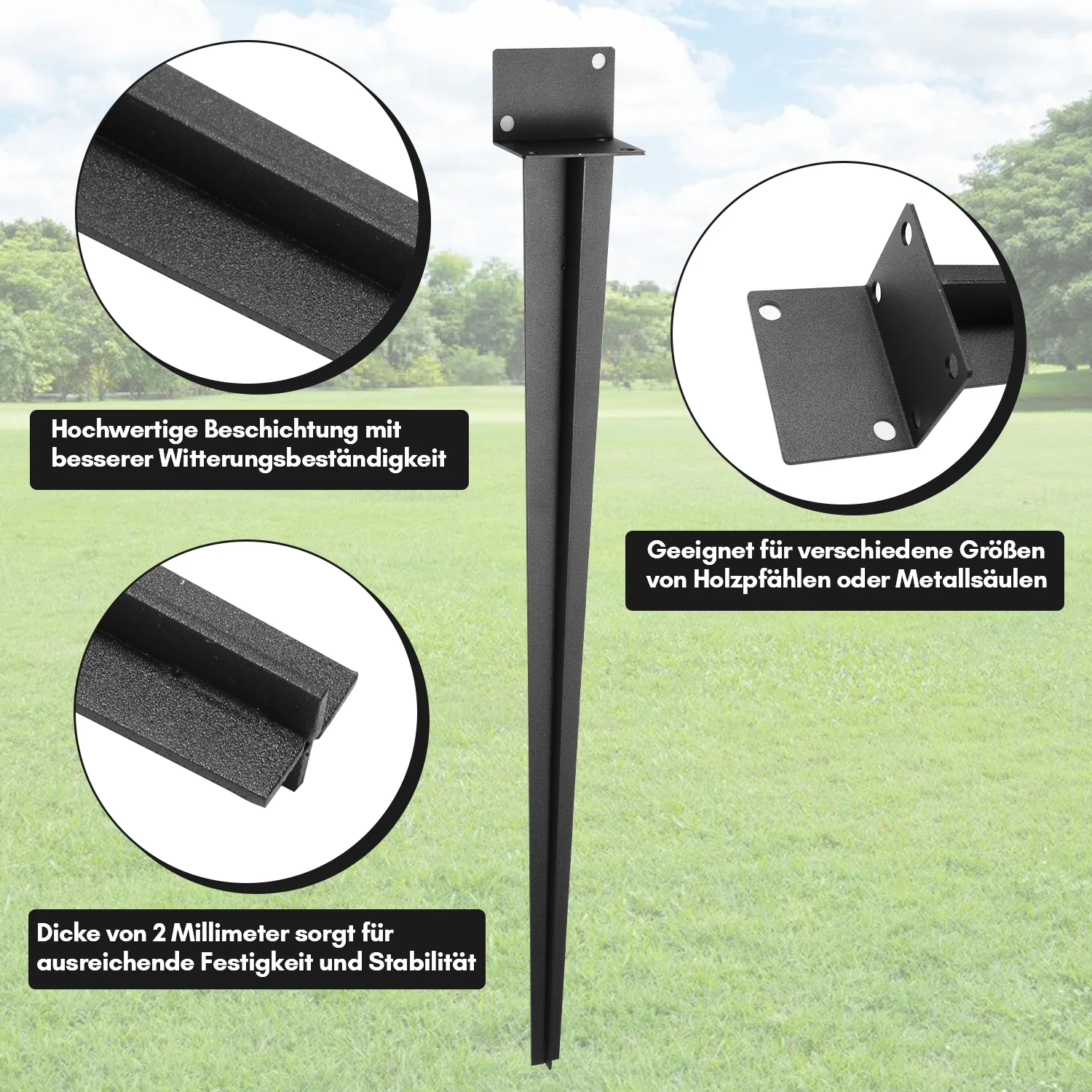 Bodenhülse Einschlaghülse für Holzpfosten L