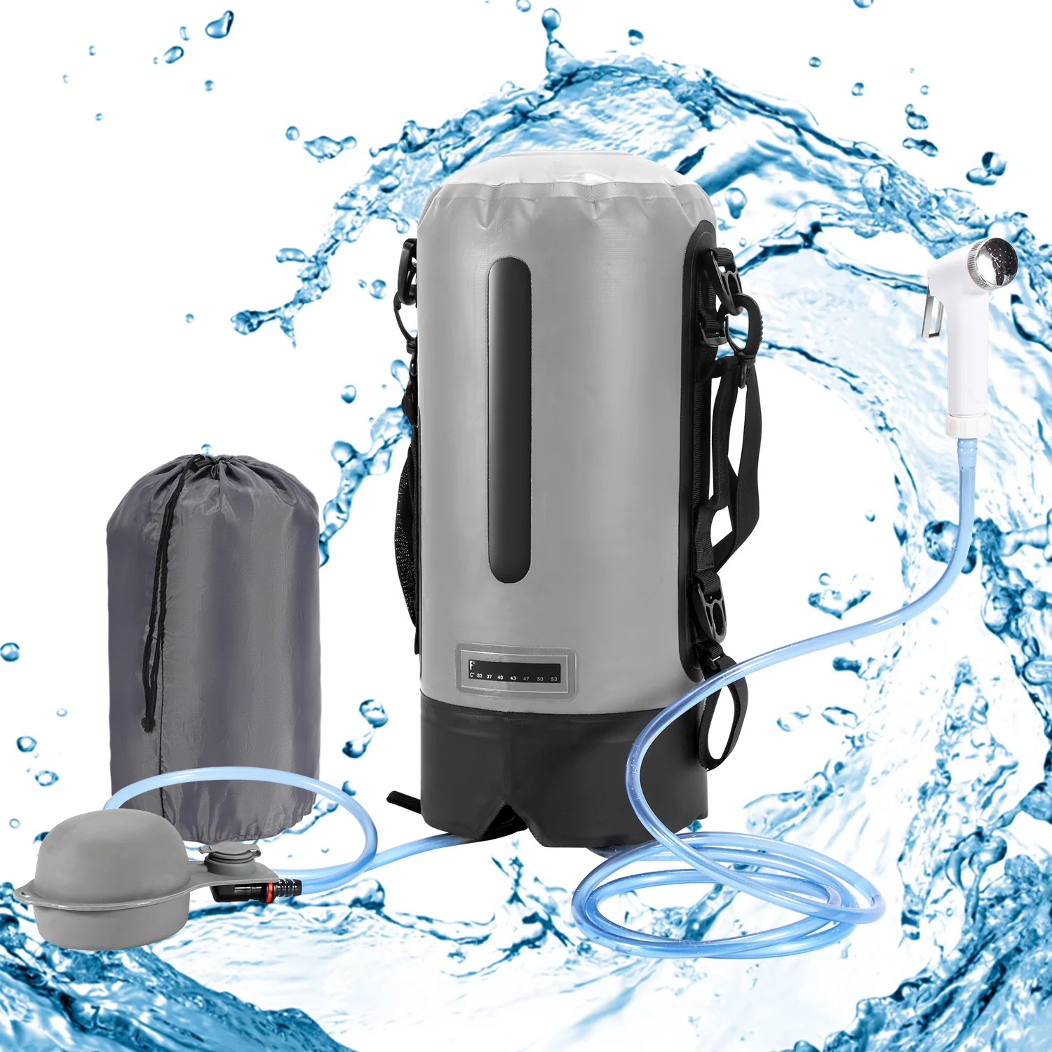 Campingdusche 12L Tragbarmit Fusspumpe