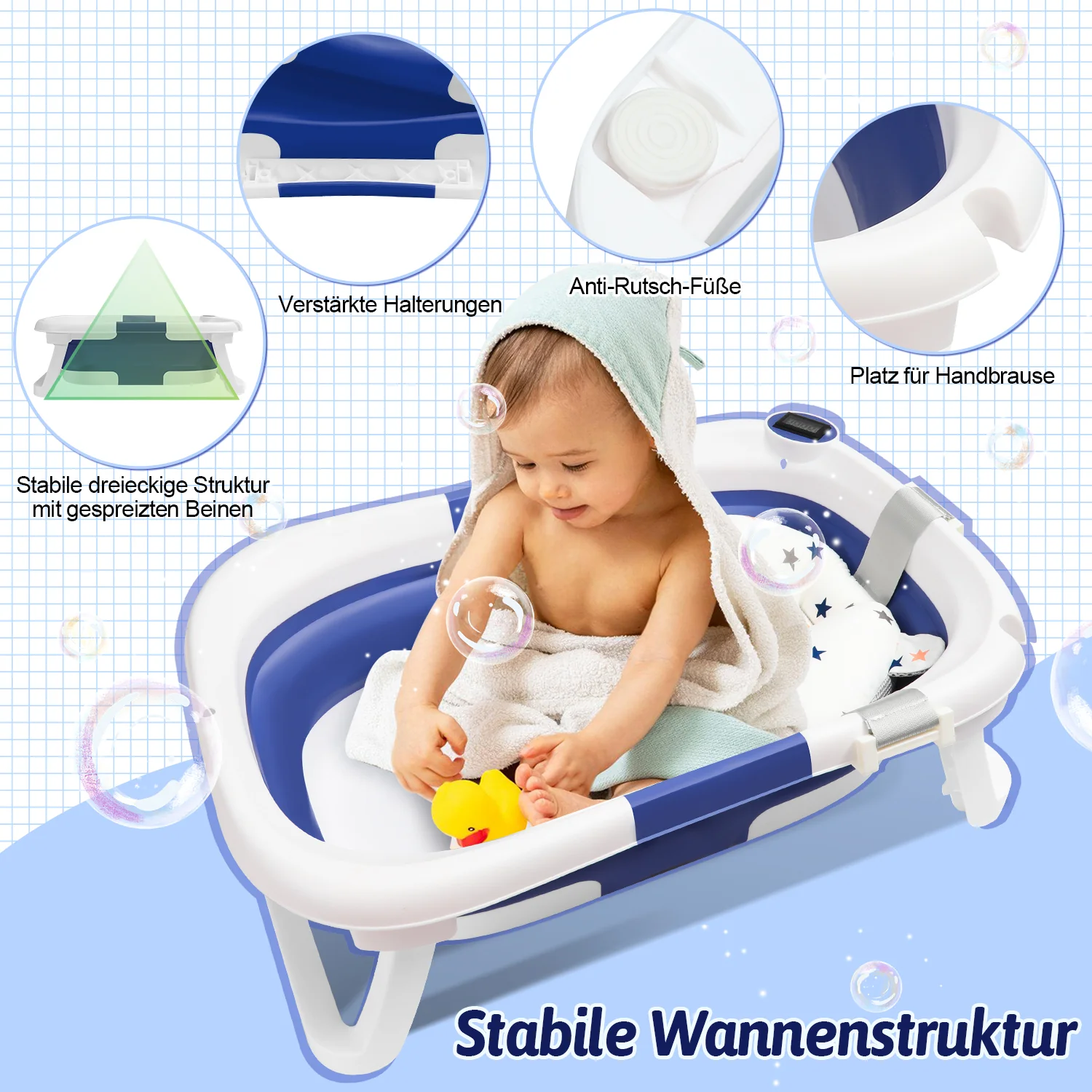Baby Badewanne Faltbare mit Thermometer