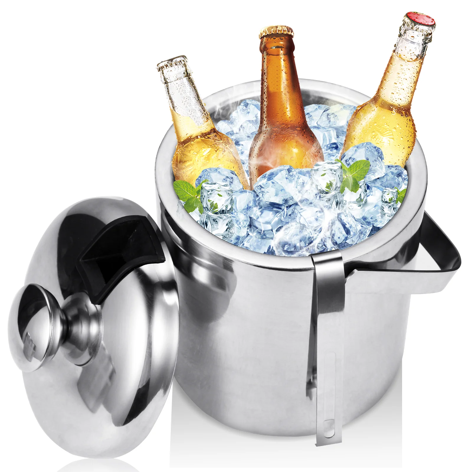 Eiskühler Eiseimer Edelstahl mit Deckel