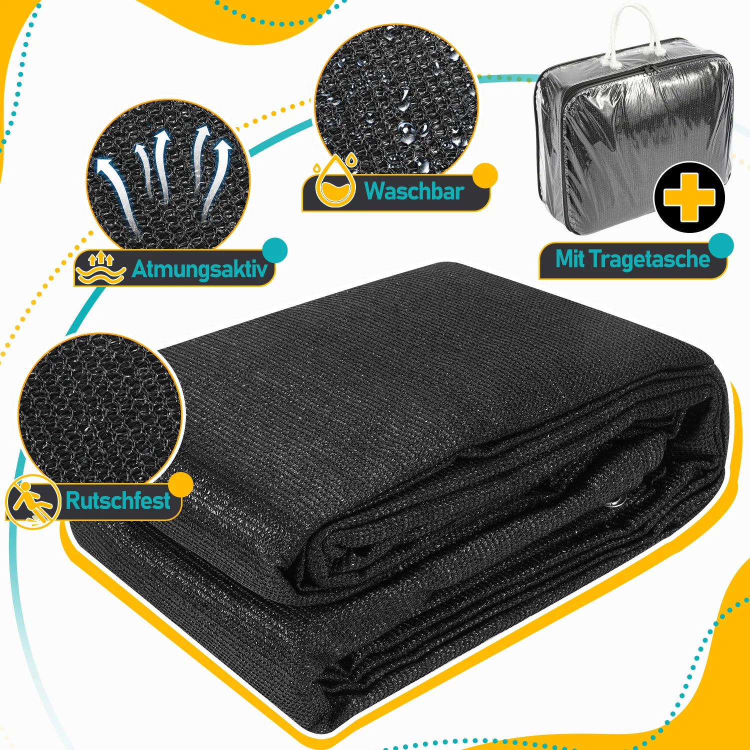 Campingteppich Vorzeltteppich Schwarz