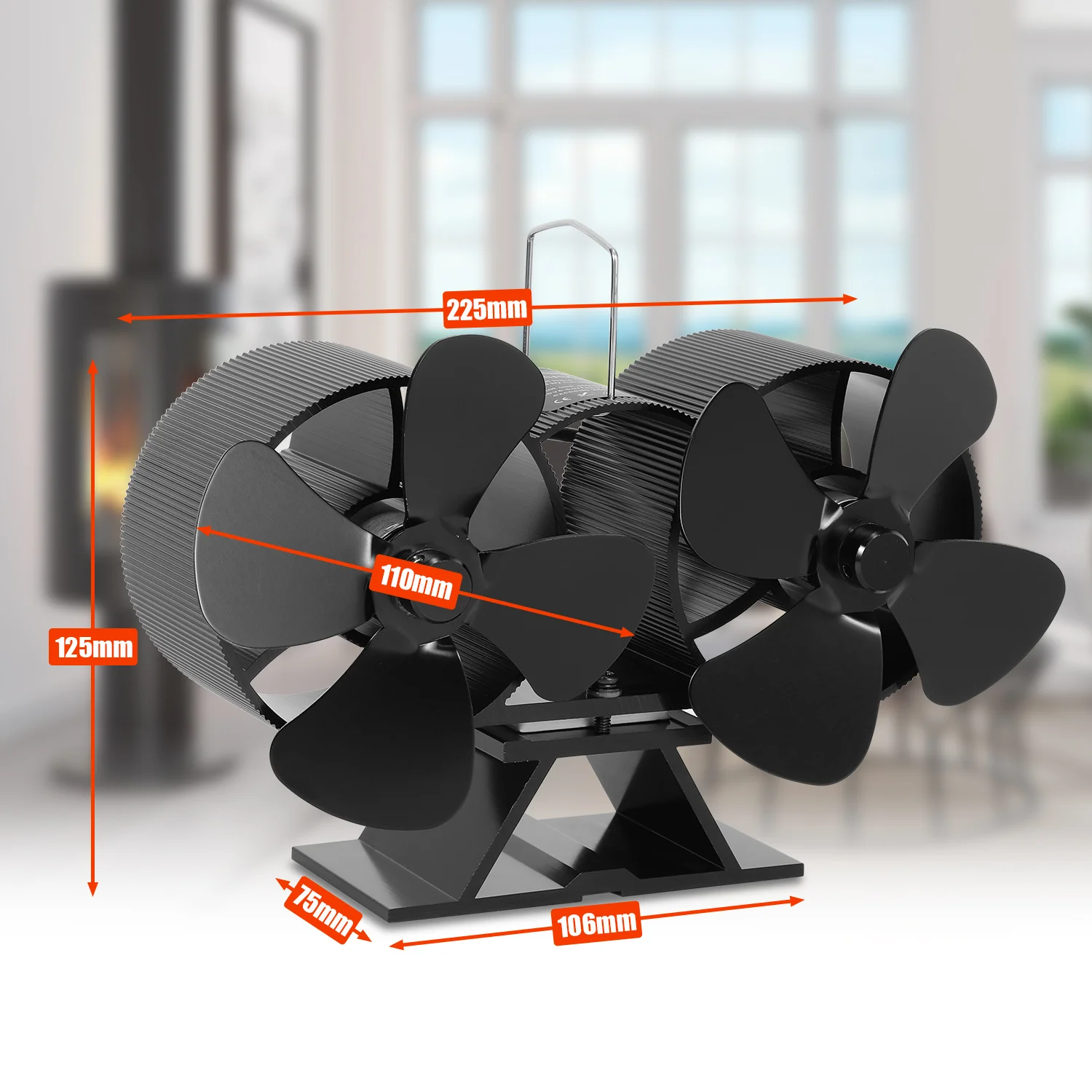8 Blättern Kaminventilator mit Thermometer(Neue Version)