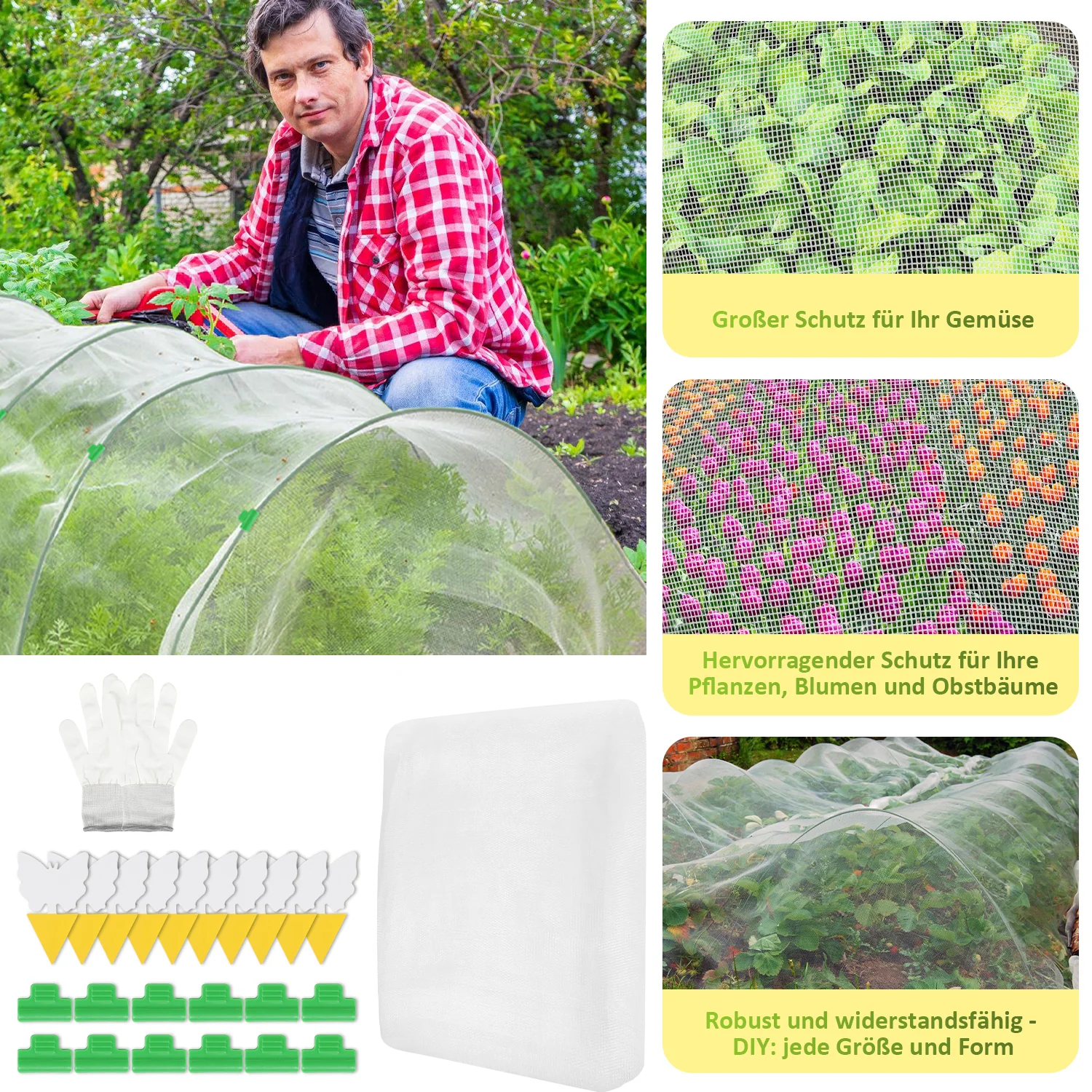 Garteninsektennetz Pflanzenschutznetz 3x9m/3x10m