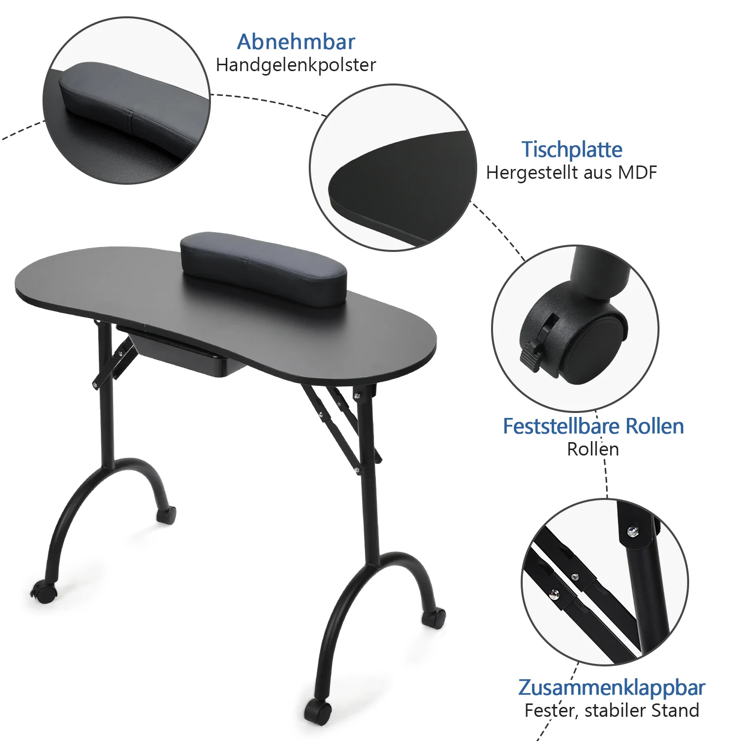 Faltbare Maniküre Tisch Maniküre-Nagelstation mit Schublade