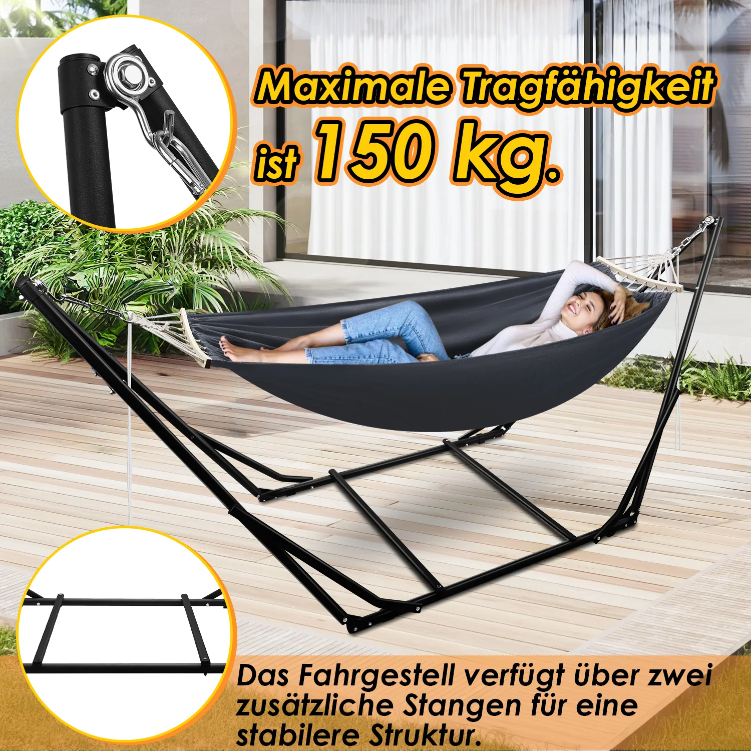 Hängematte mit Gestell Klappbar mit Tragetasche