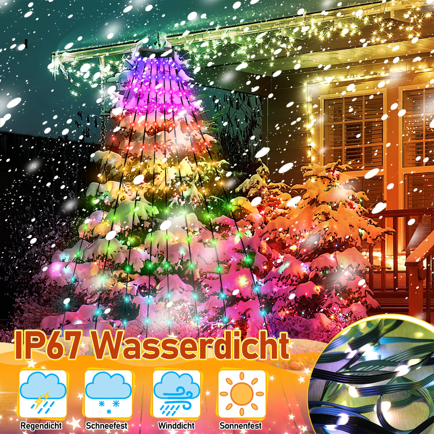 Christbaumbeleuchtung mit APP-Kontrolle 160 LEDs IP67