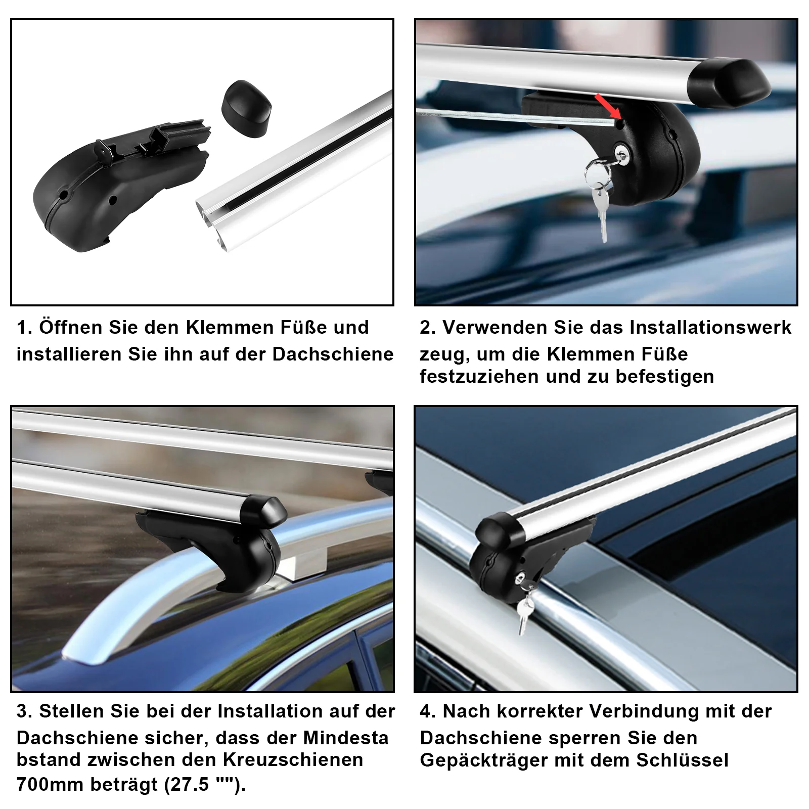 Dachträger Relingträger Universal Alu 150kg