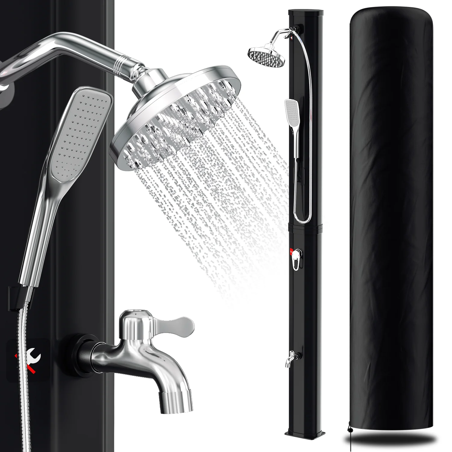 35L Solardusche Gartendusche Inkl. Schutzhaube und Handbrause