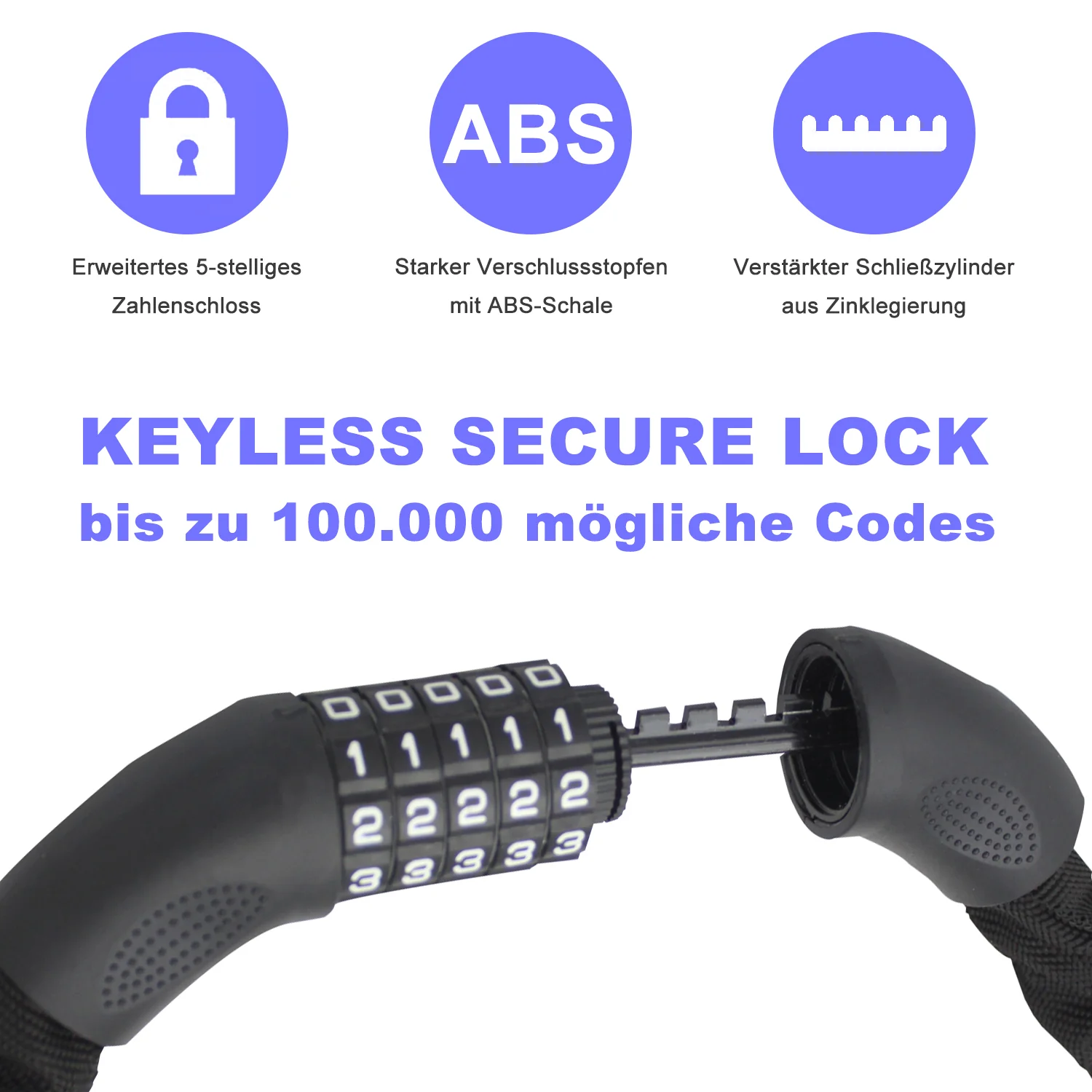 Fahrradschloß Zahlenschloss 90cm/120cm