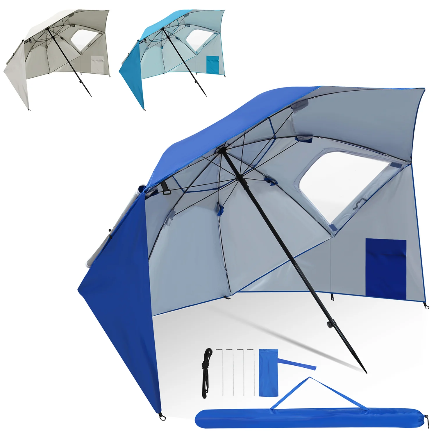 210cm Sonnenschirm Strandmuschel 2 in 1