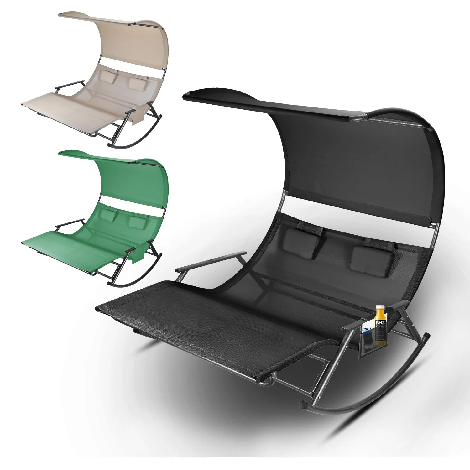 Doppelliege Sonnenliege mit Sonnendach Outdoor