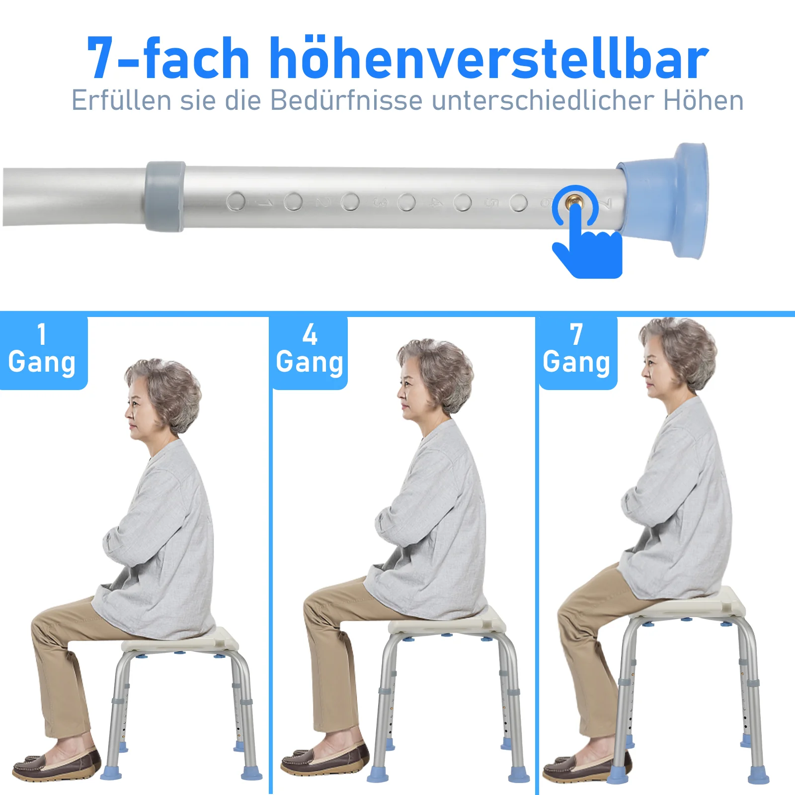 Duschhocker Duschstuhl höhenverstellbar Aluminium
