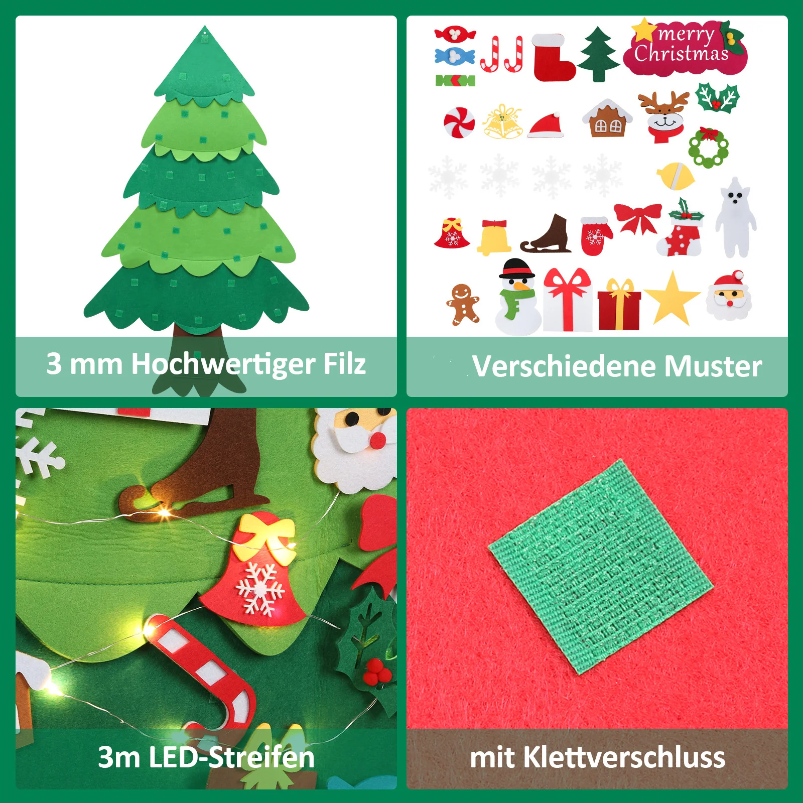 Filz LED Weihnachtsbaum 105cm DIY