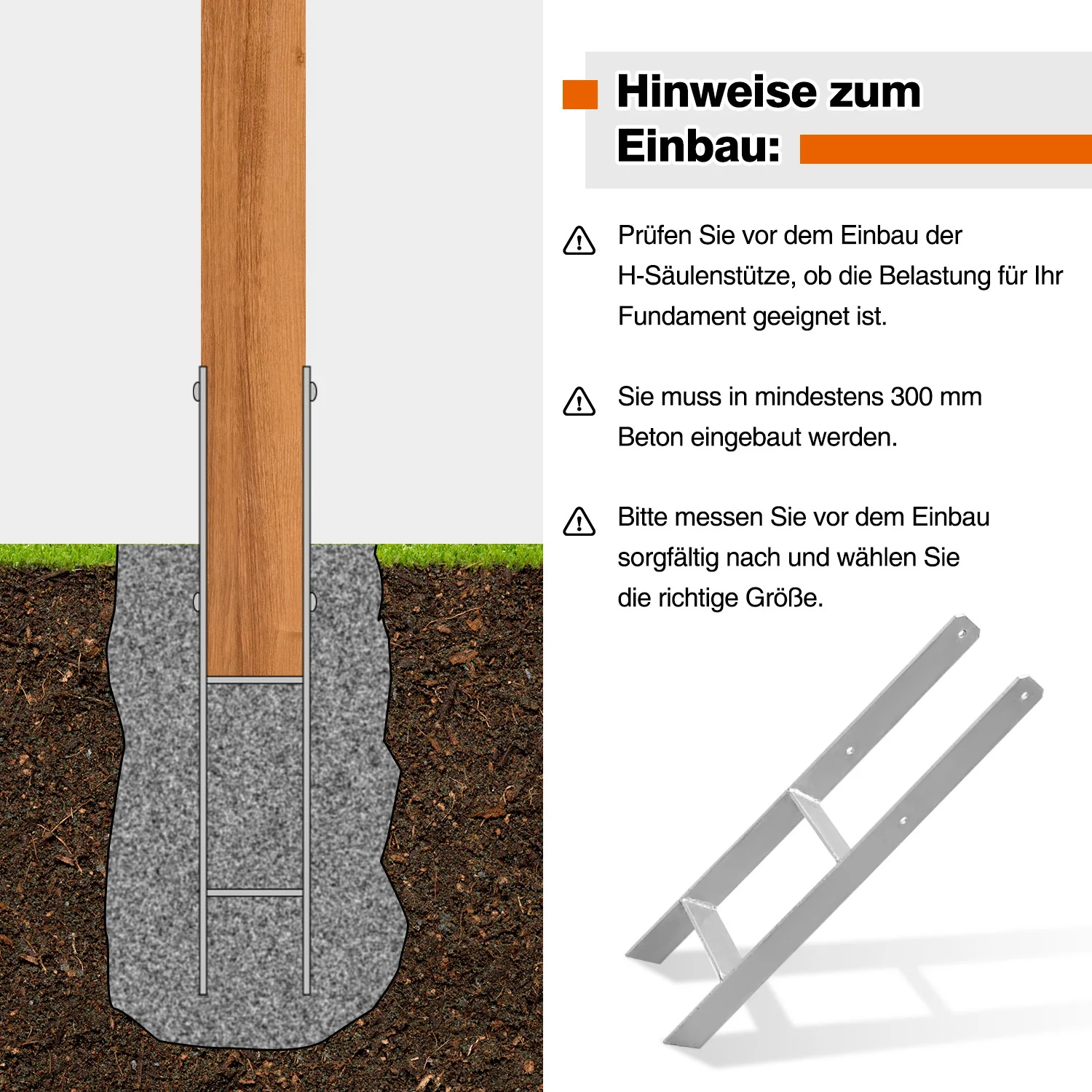 2/4 Stück H-anker H-Pfostenträger Pfosten