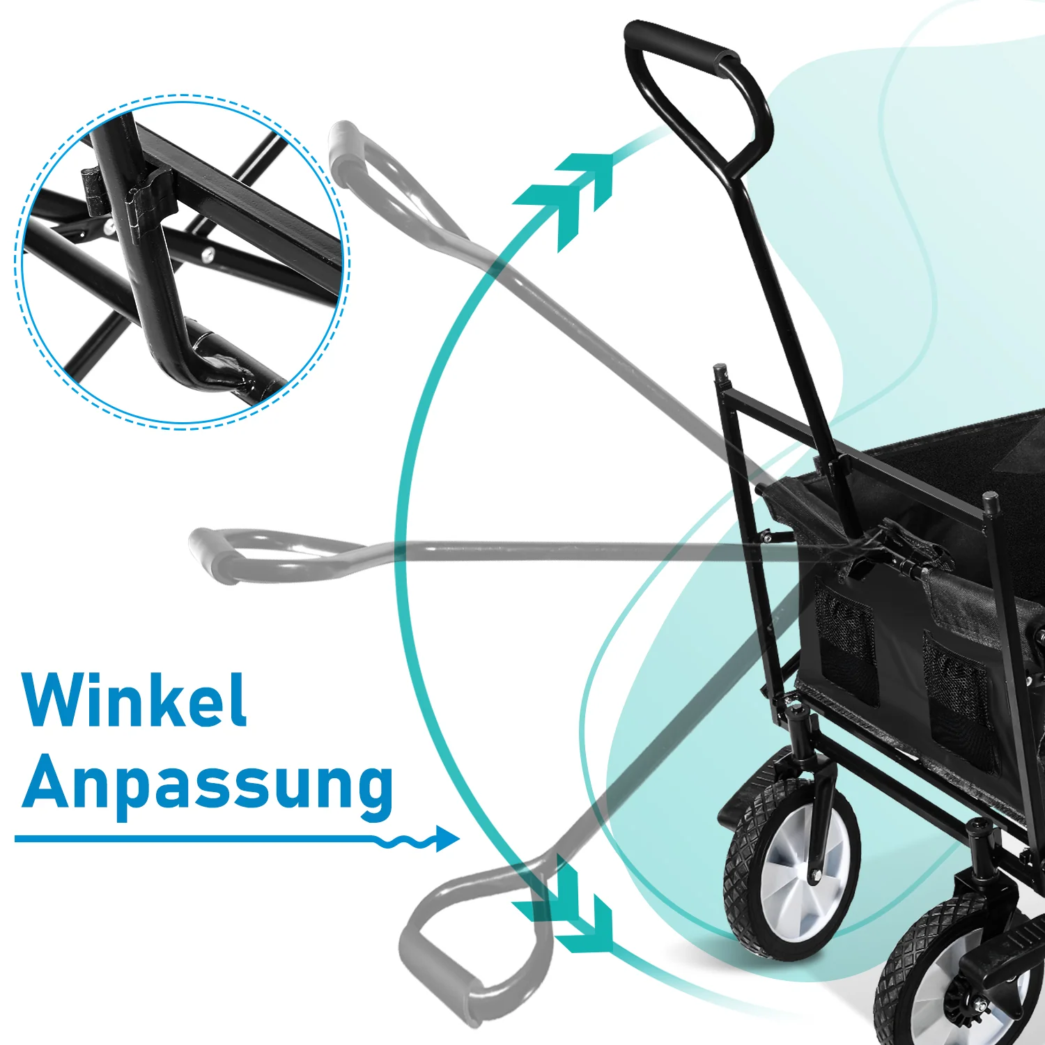 Bollerwagen Transportwagen mit Dach Faltbar 80kg Belastbarkeit