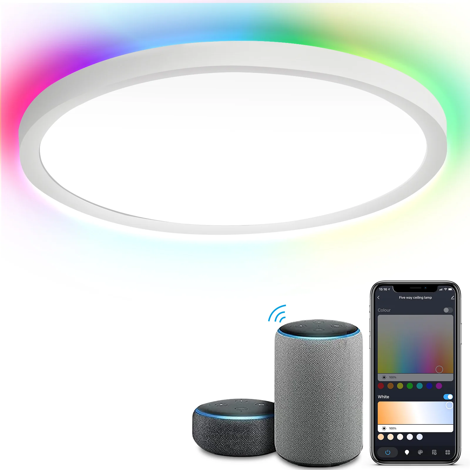 24W LED Deckenlampe Dimmbar RGB Alexa