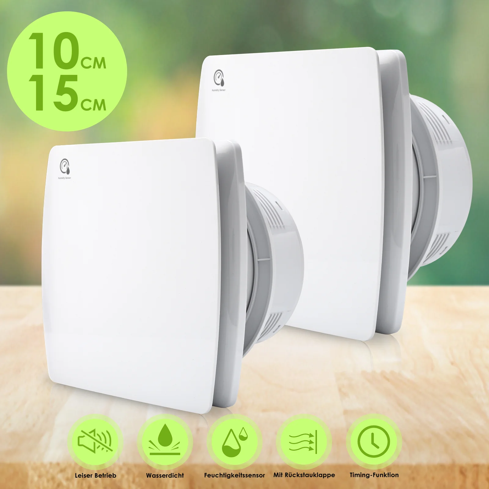 Badlüfter Abluftventilator mit Feuchtigkeitssensor  Ø100mm  Ø150mm