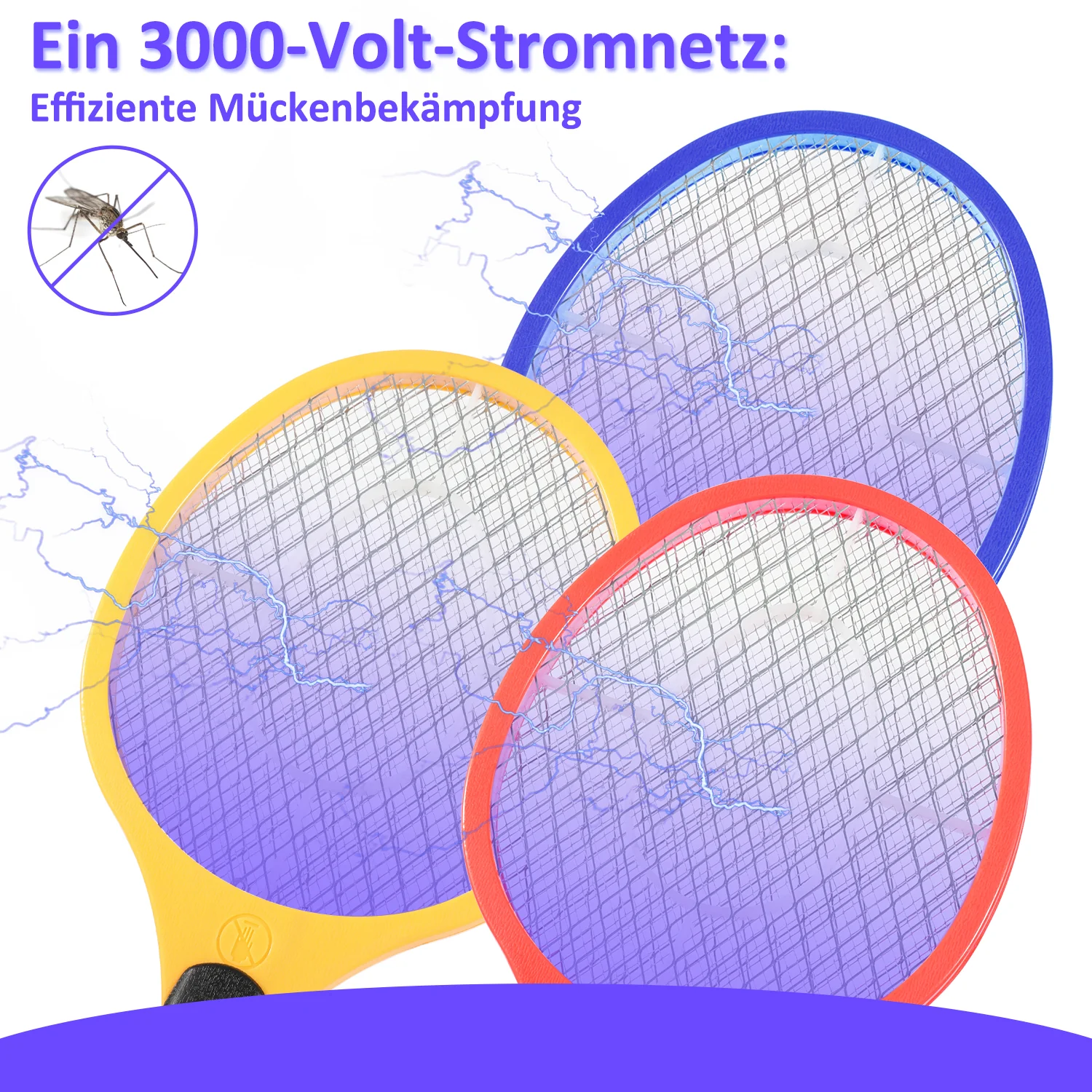 3 Stück Elektrische Fliegenklatsche