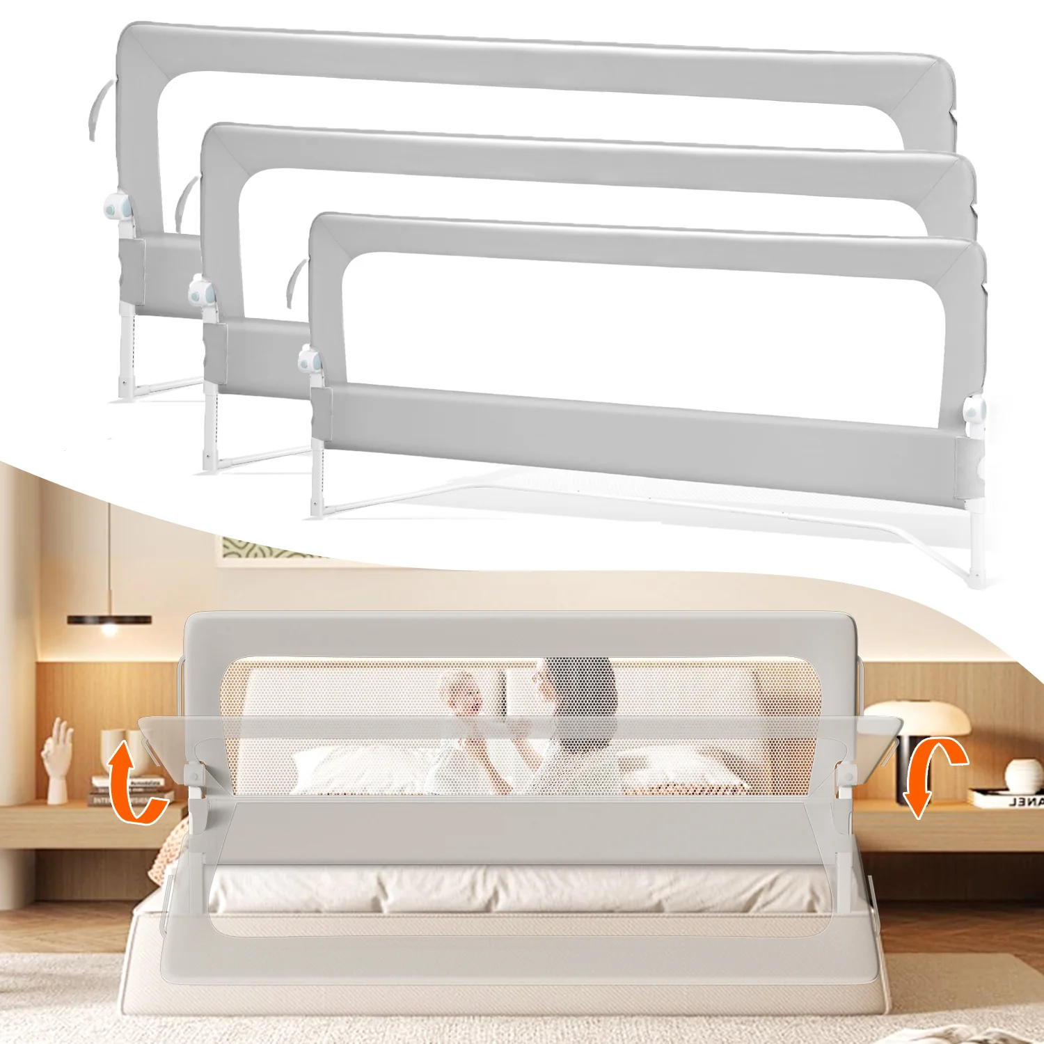 Bettgitter Rausfallschutz Klappbar Höhenverstellbar