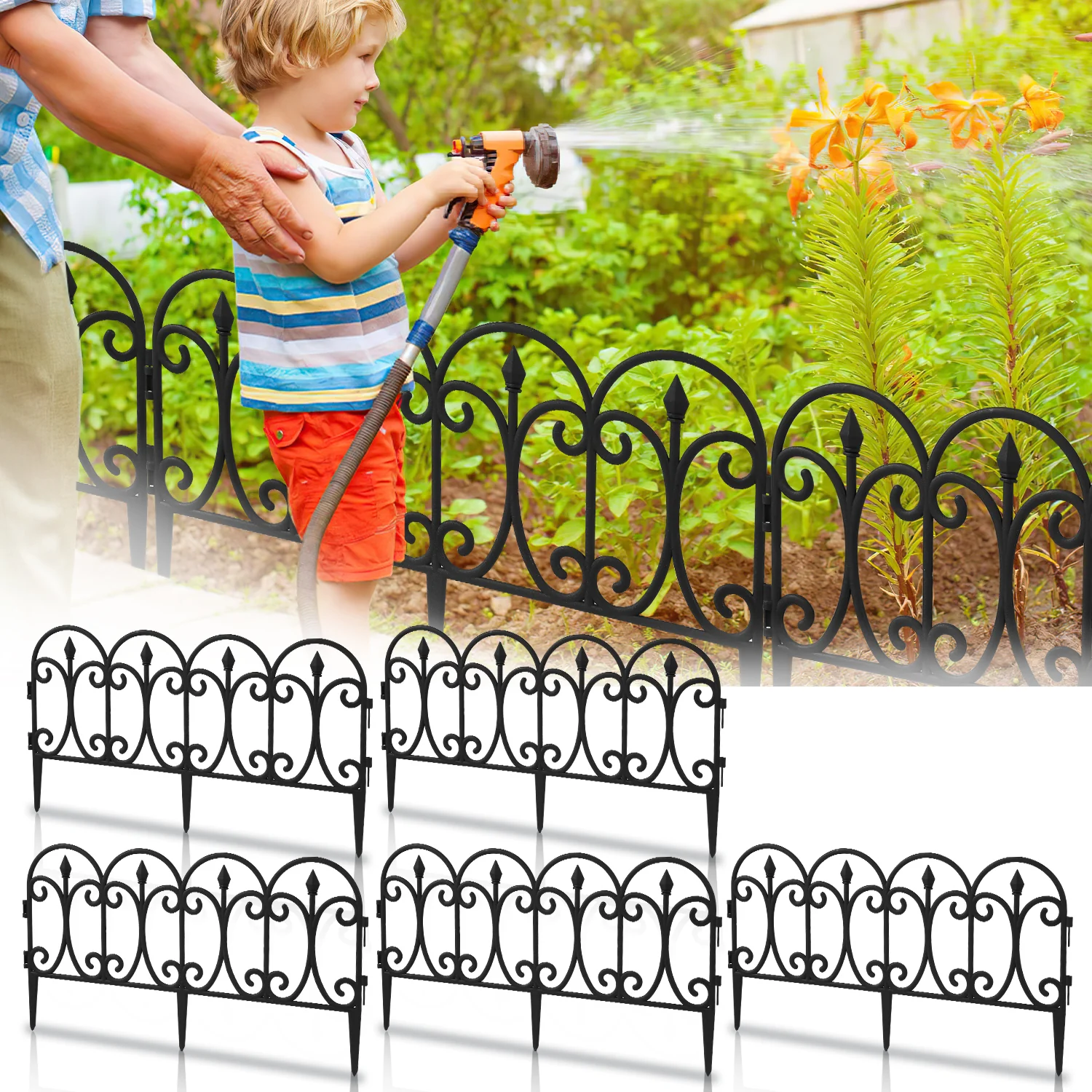 5 tlg Beetzaun Beetumrandung Kunststoff