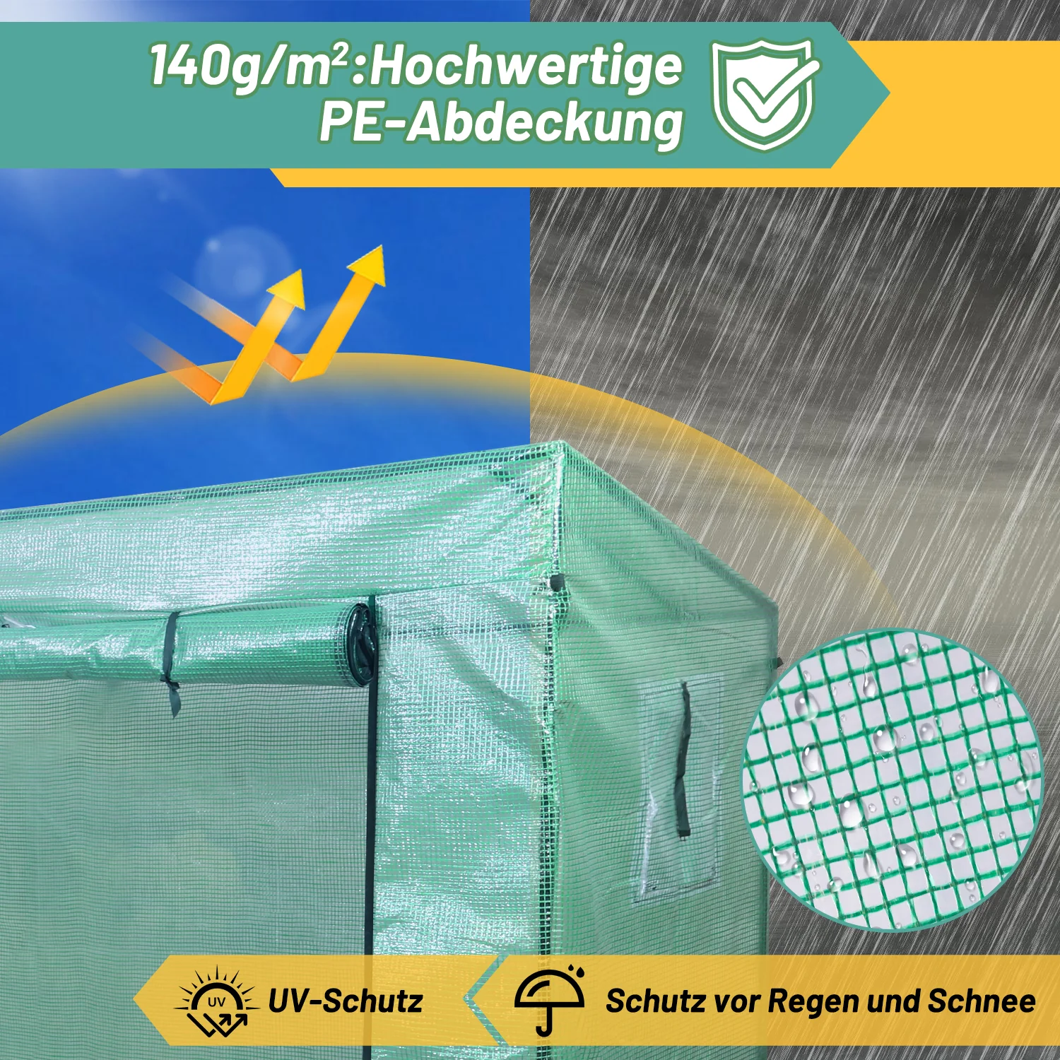 Gewächshaus Foliengewächshaus 200 x 80 x 170cm