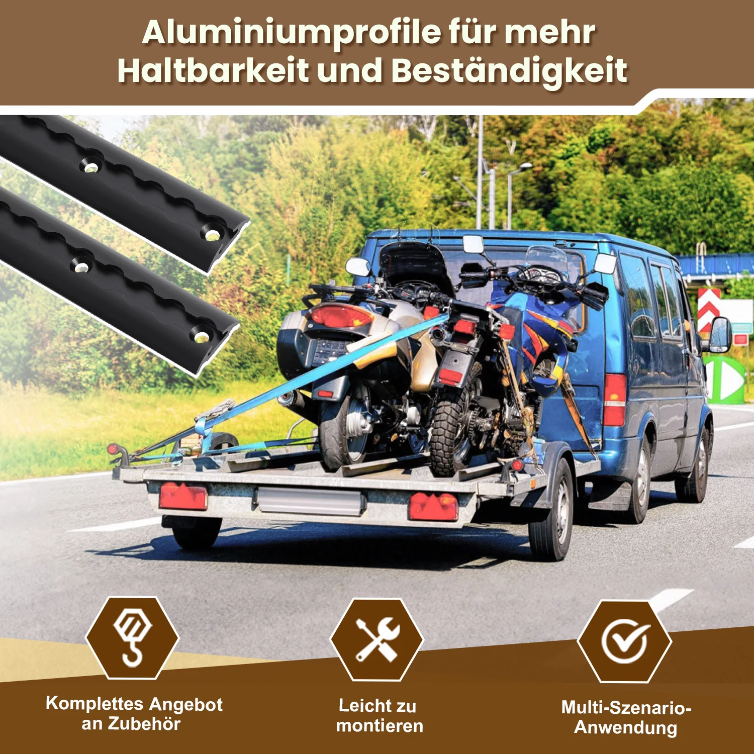 Airlineschiene 4x 1m Aluminium für Wohnmobile und LKW Schwarz