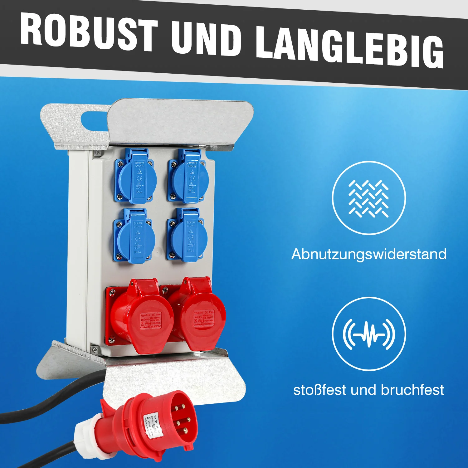 Baustromverteiler CEE 2 x 16A 400V+4x 230V 5 Polig