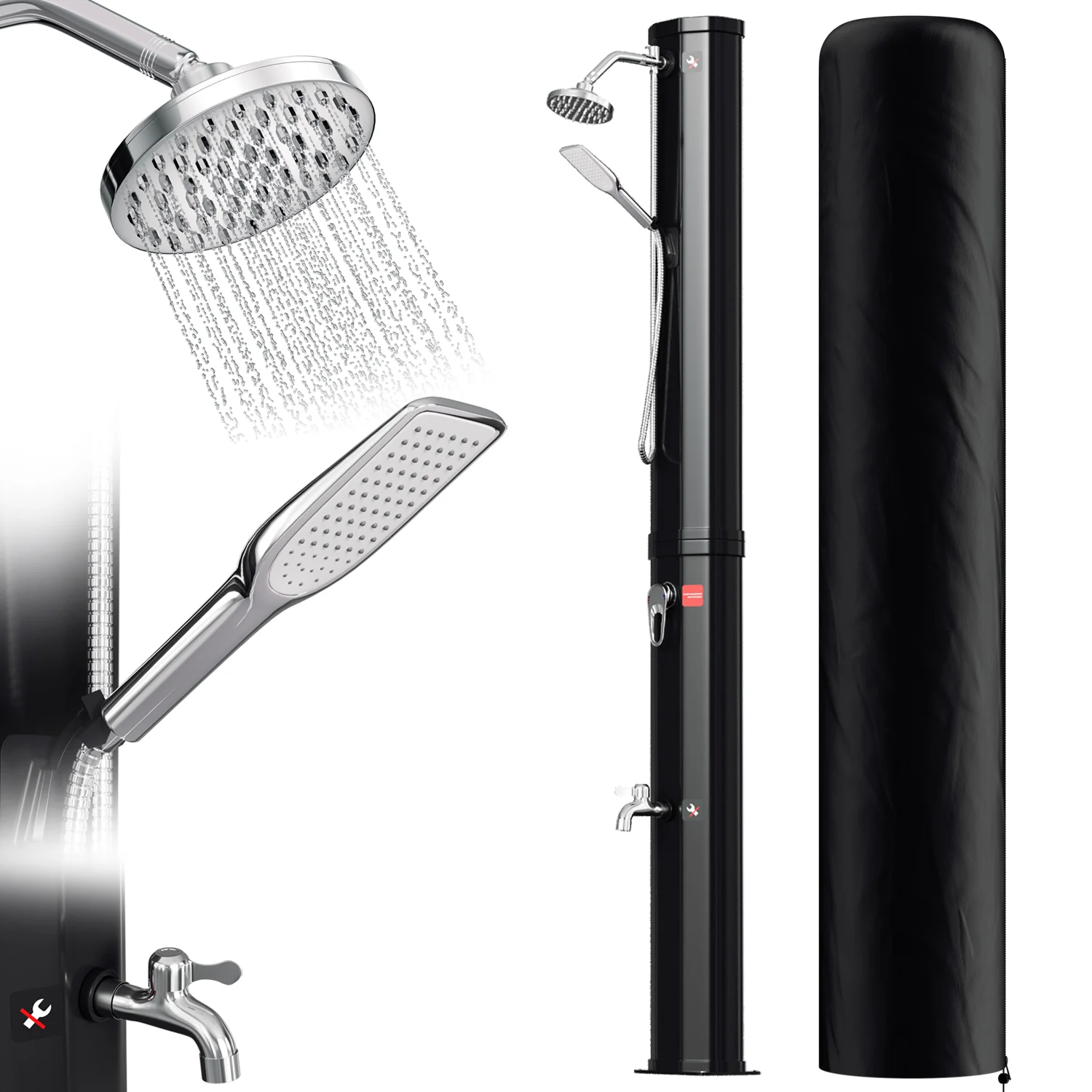 40L Solardusche Gartendusche Inkl. Schutzhaube und Handbrause