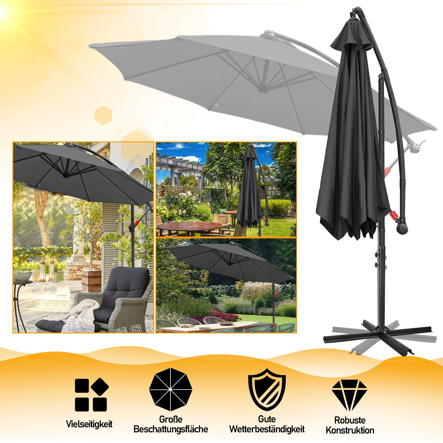 Ampelschirm Ø3.5m Ø3m Garten