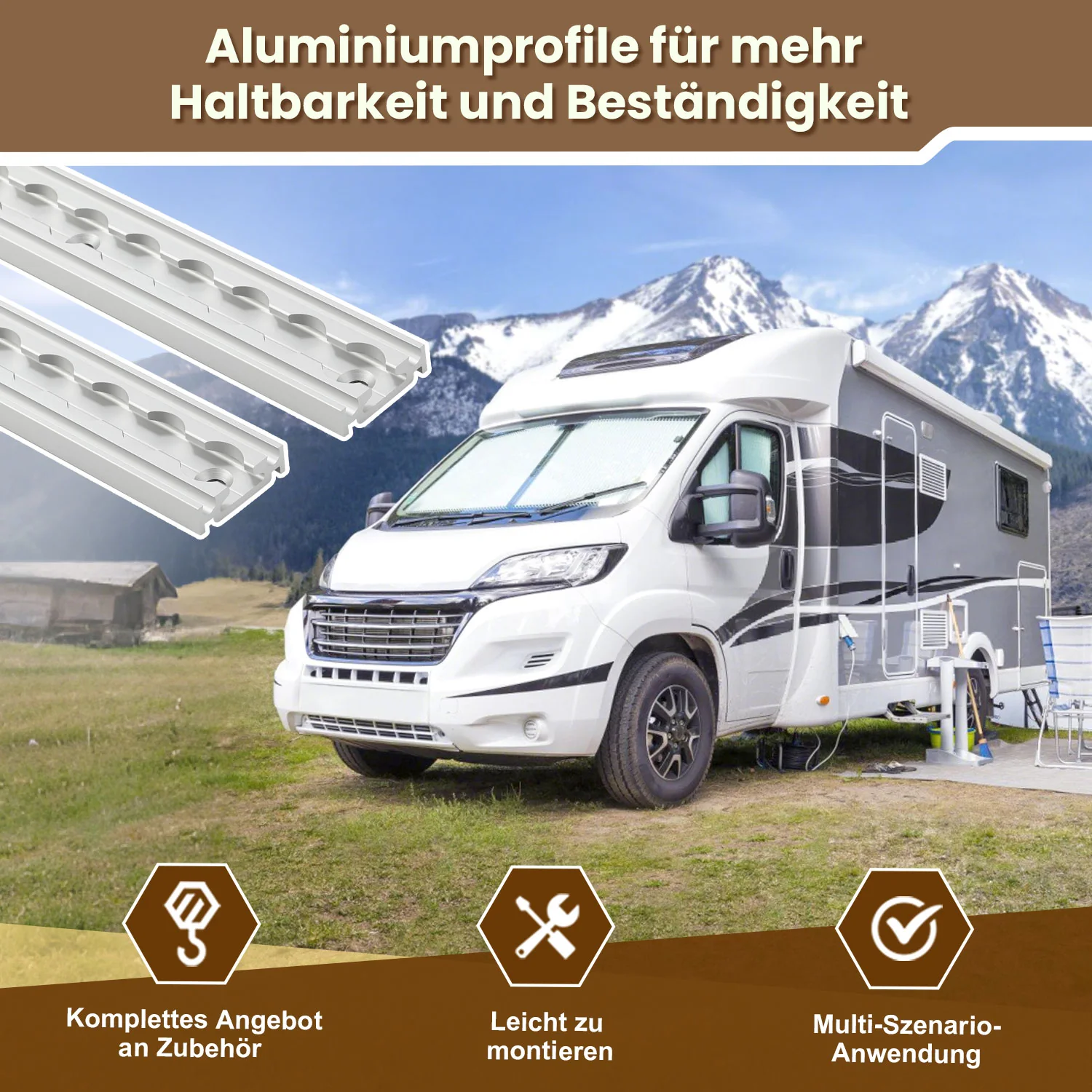 Airlineschiene 4x 1m Aluminium mit 8 Doppelhaken