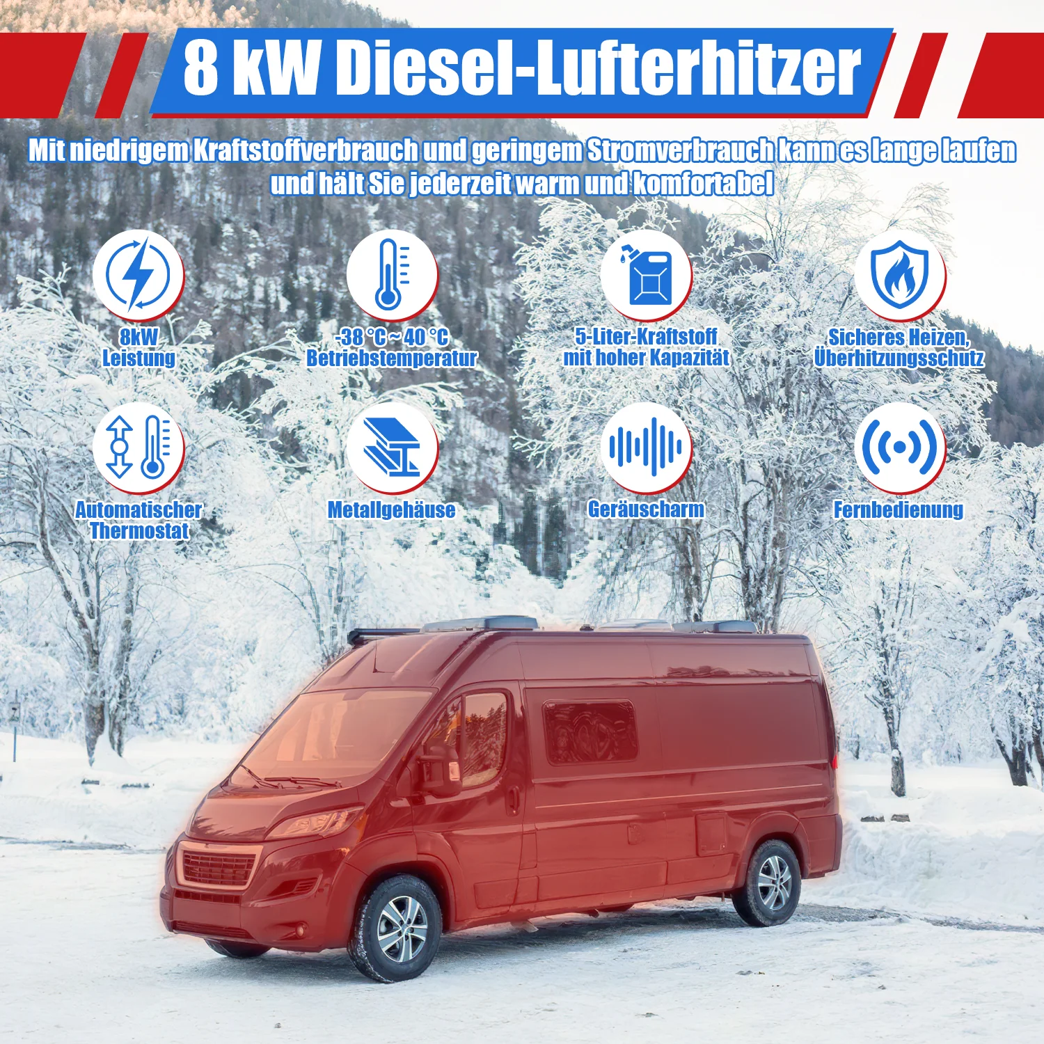 8KW 12V Diesel Standheizung LCD Bluetooth APP