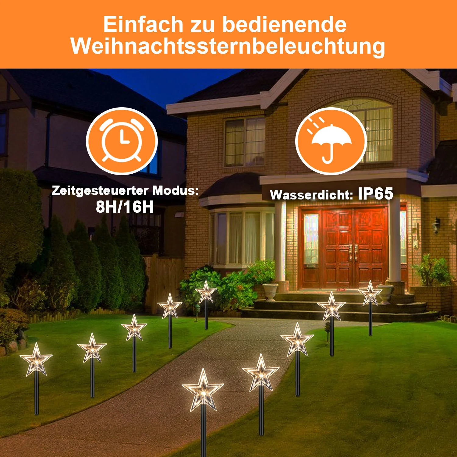 5 Pcs Sterne Weihnachtsbeleuchtung Gartenleuchte