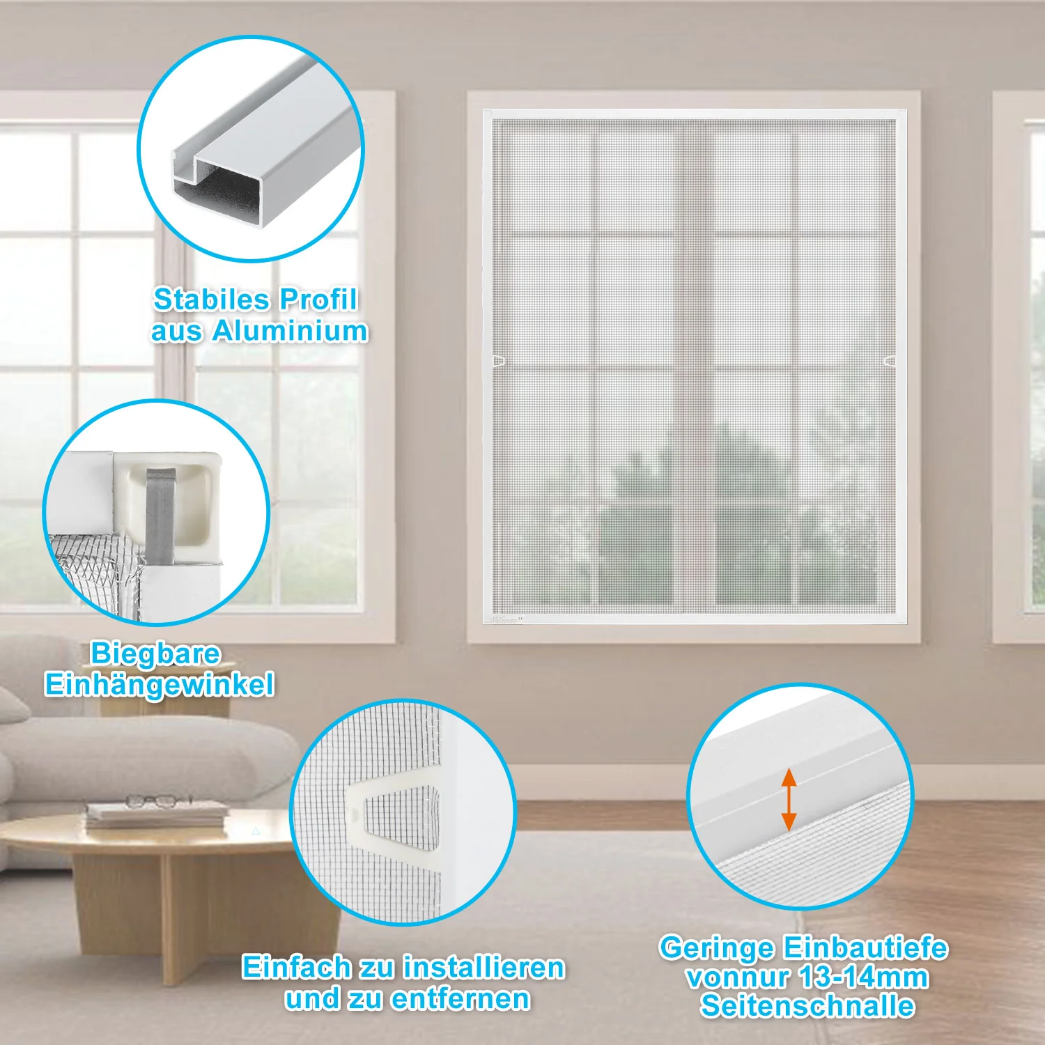 Fliegengitter Fenster Insektenschutz Weiß