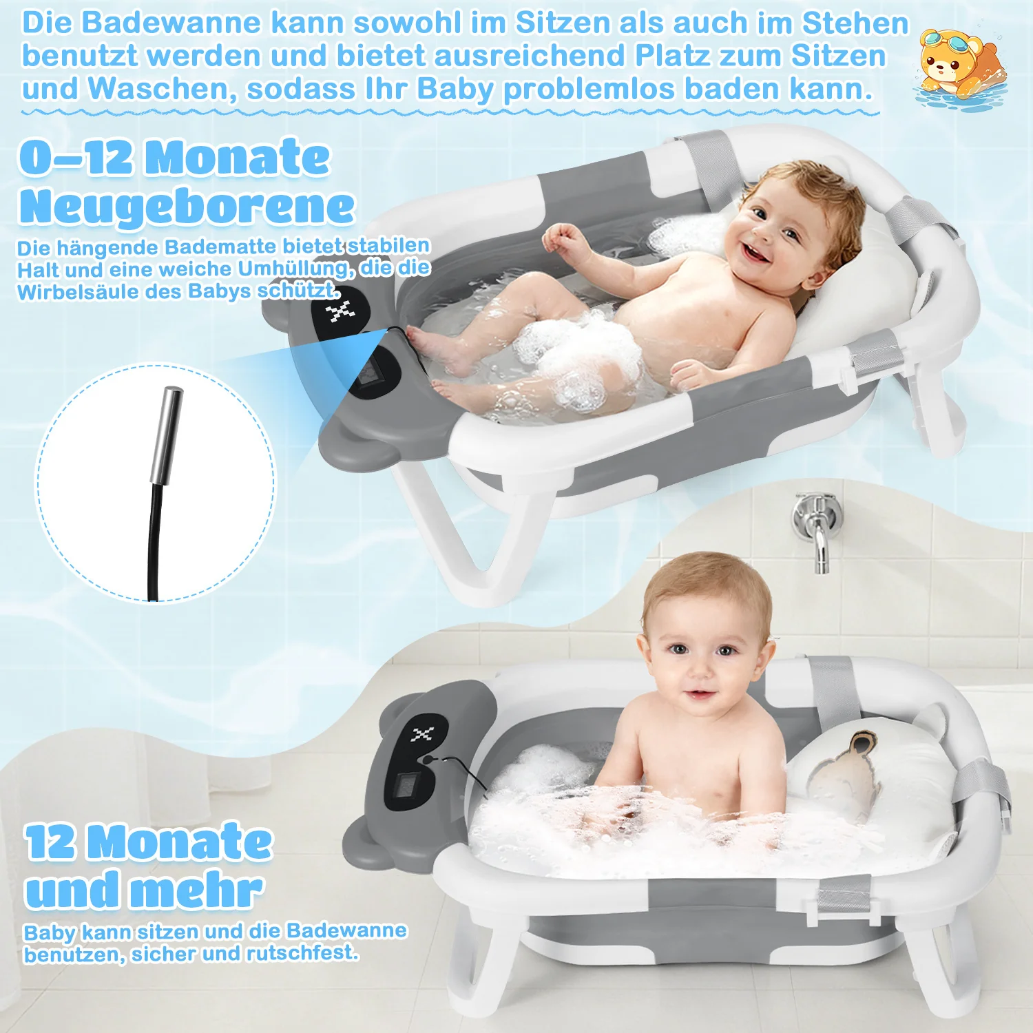 Baby Badewanne Faltbare mit Badematte